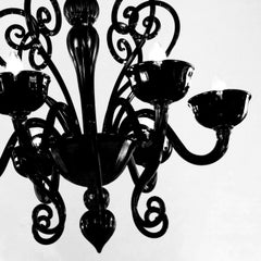 Artistic Chandelier 6 arms Black Murano Glass Gatsby Naked by Multiforme