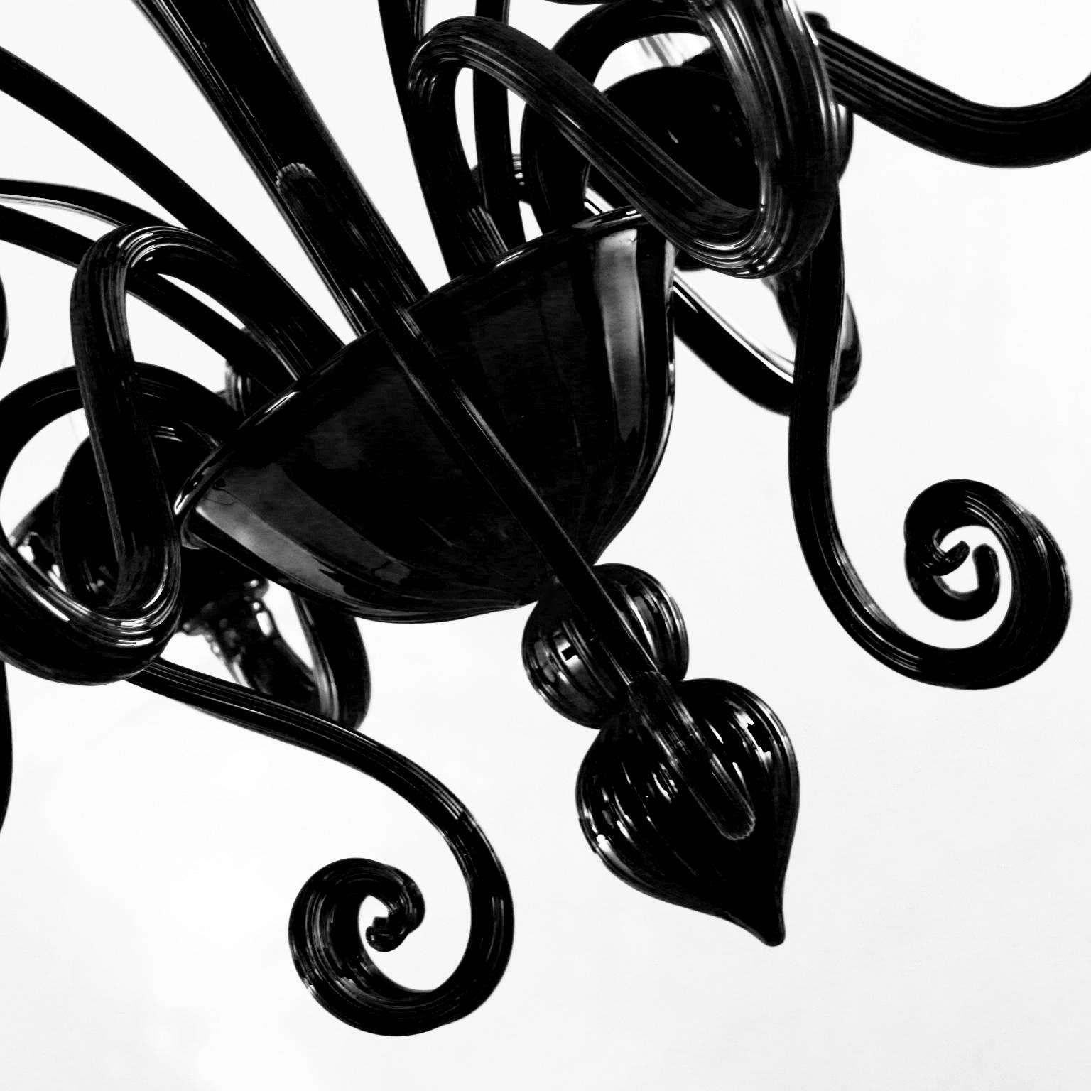 Autre Lustre artistique à 6 bras en verre de Murano noir Gatsby Naked de Multiforme en vente
