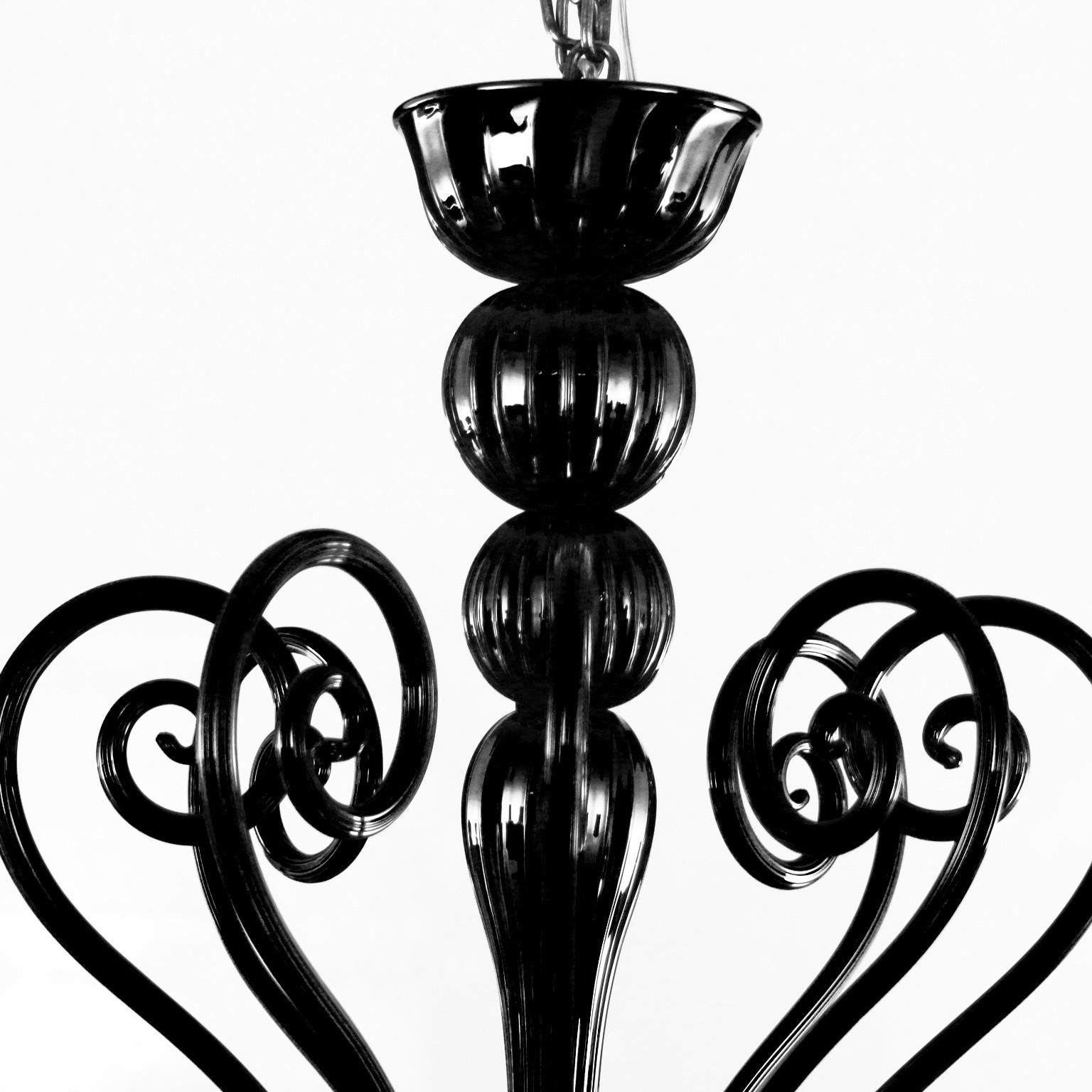 black and glass chandelier