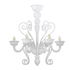 Lampadario a 6 bracci in vetro di Murano bianco Gatsby Naked di Multiforme in stock