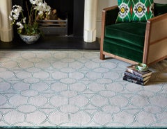 Hand-Knotted Emerald Rug in Art Deco inspired Gatsby Design