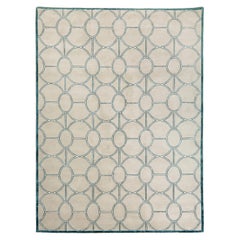 Hand-Knotted Emerald Rug in Art Deco inspired Gatsby Design