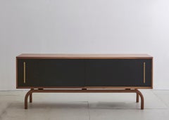 Gatsby Solid Brass Walnut Console by Bowen Liu