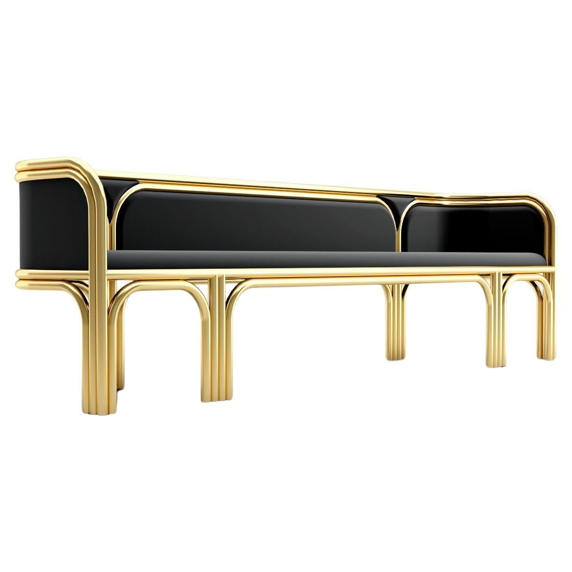 Gatsby Three Seat Sofa - Modern Art Deco Sofa in Brass and Velvet