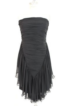 Gattinoni Couture Vestido de noche con volantes de gasa de seda negra