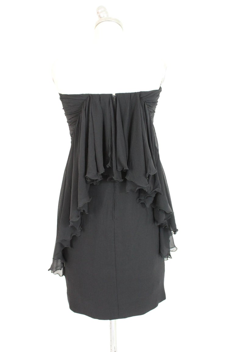 Gattinoni Couture Black Silk Chiffon Ruffles Evening Sheath Dress at ...