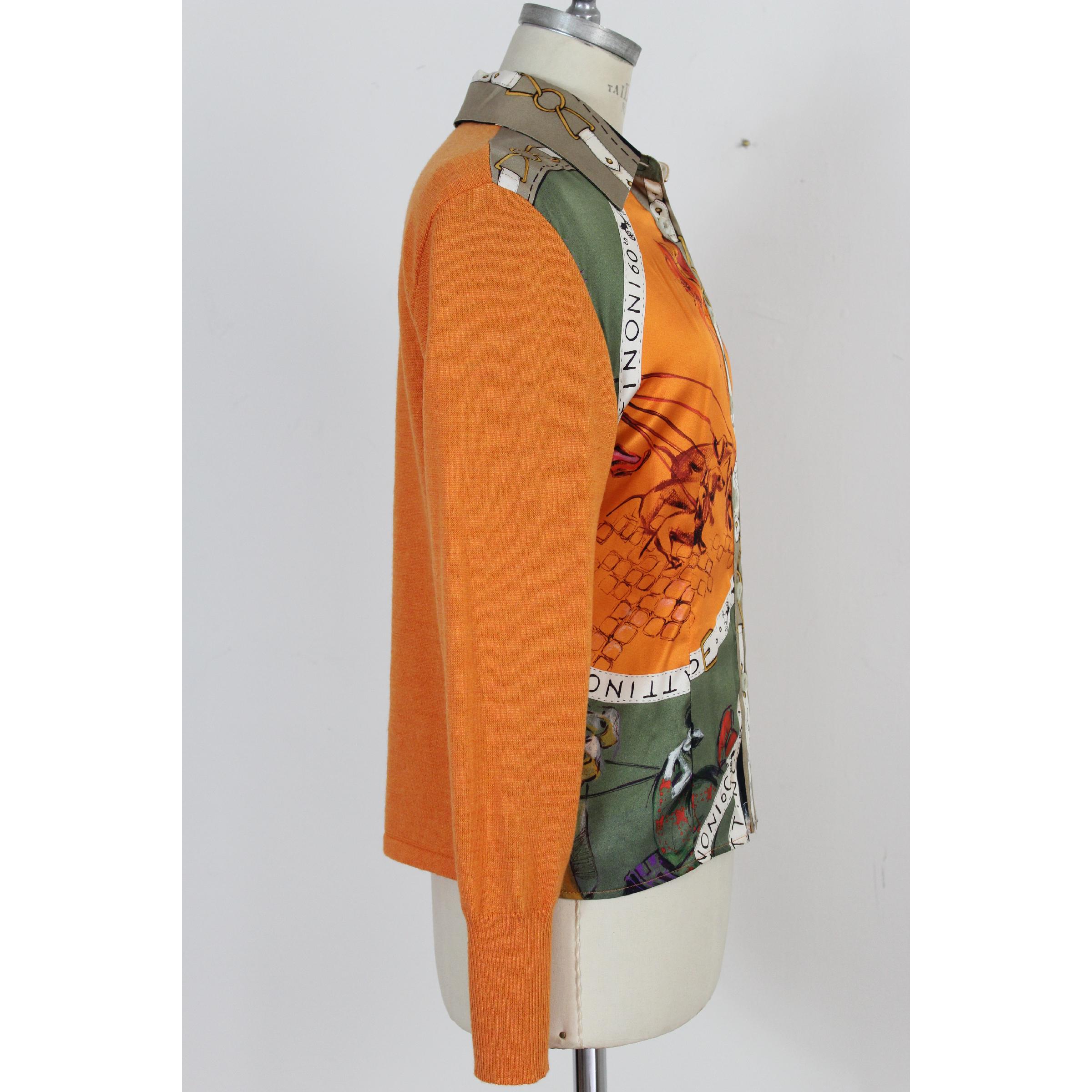 Gattinoni Orange Silk Wool Baroque Shirt 1990s In Excellent Condition In Brindisi, Bt