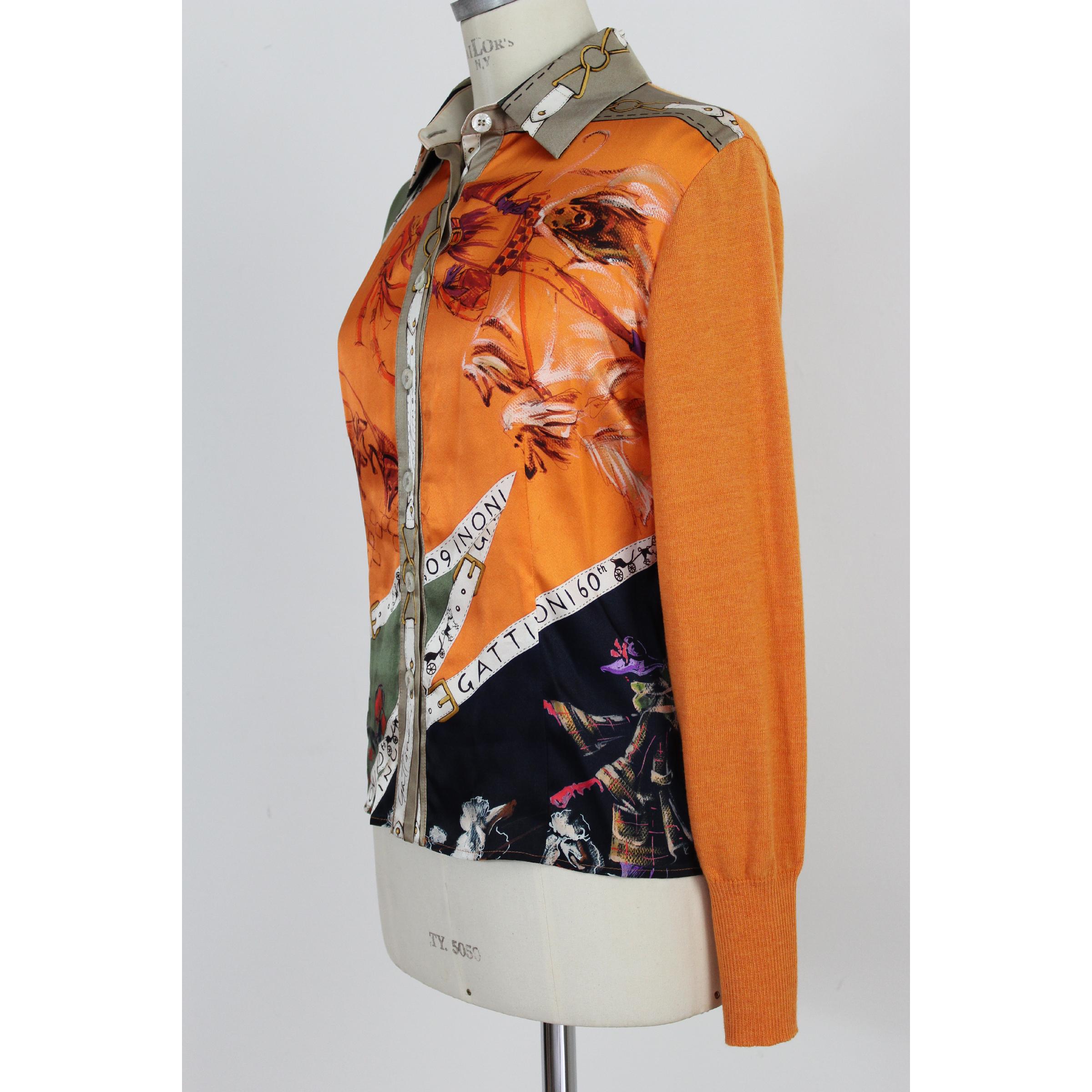 Gattinoni Orange Silk Wool Baroque Shirt 1990s 1