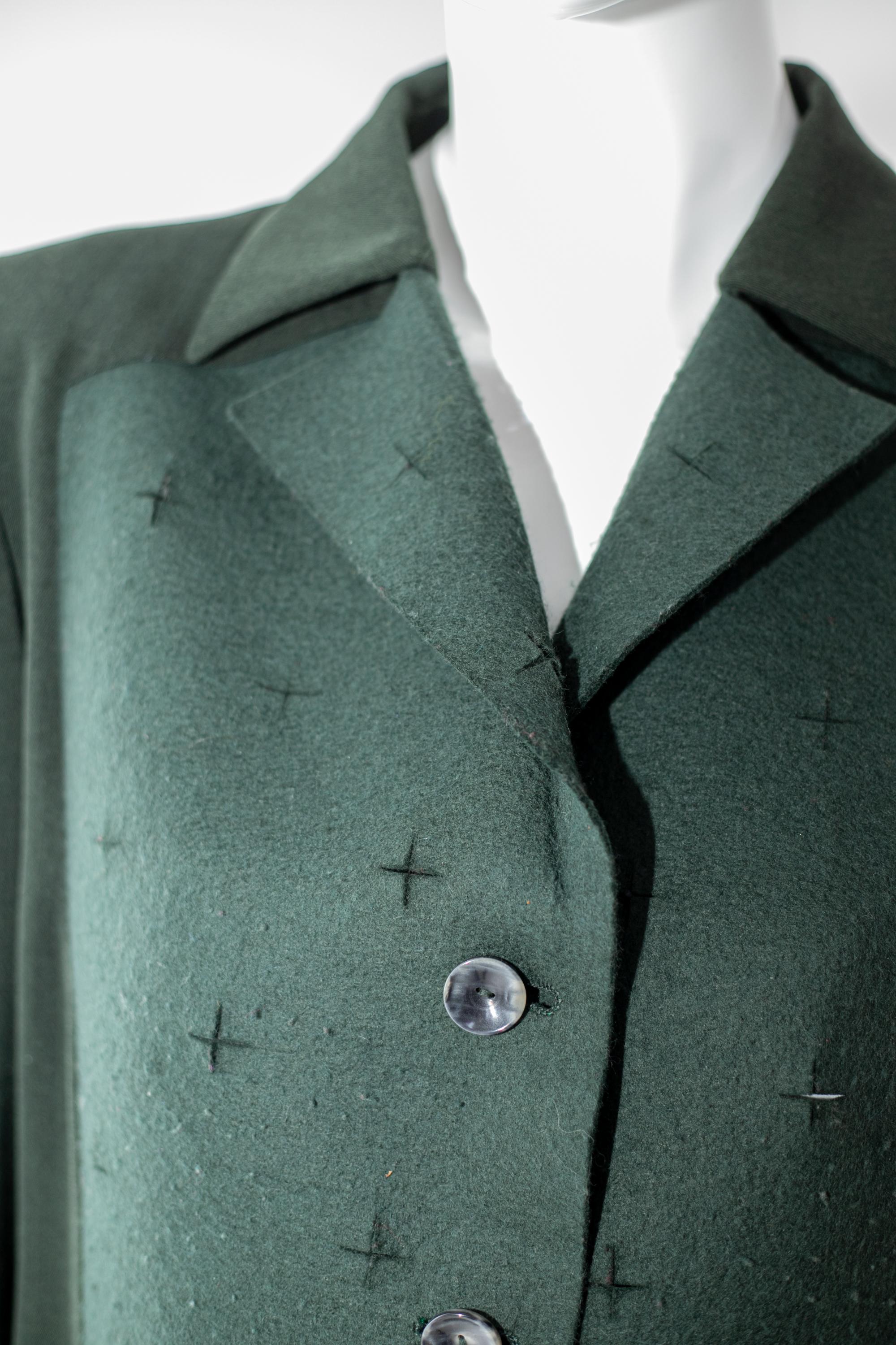 Black Gattinoni Vintage Elegant Dark Green Wool Shirt For Sale