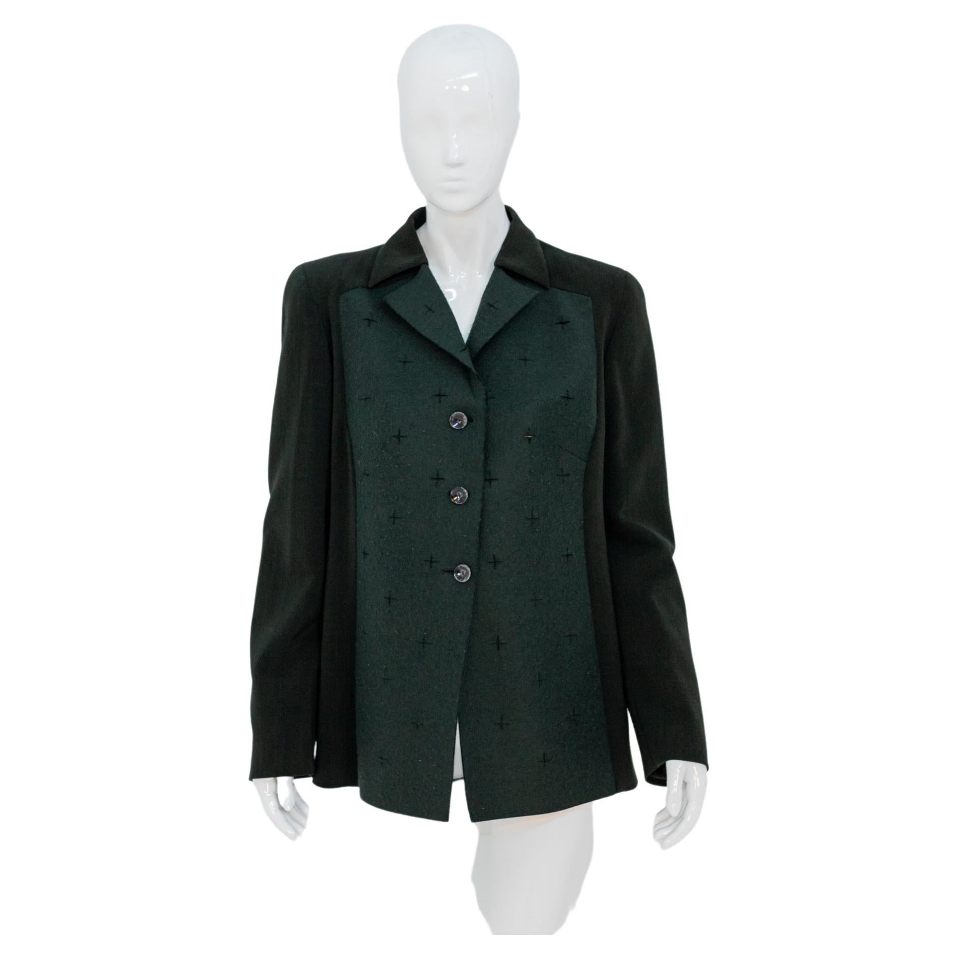 Gattinoni Vintage Elegant Dark Green Wool Shirt For Sale