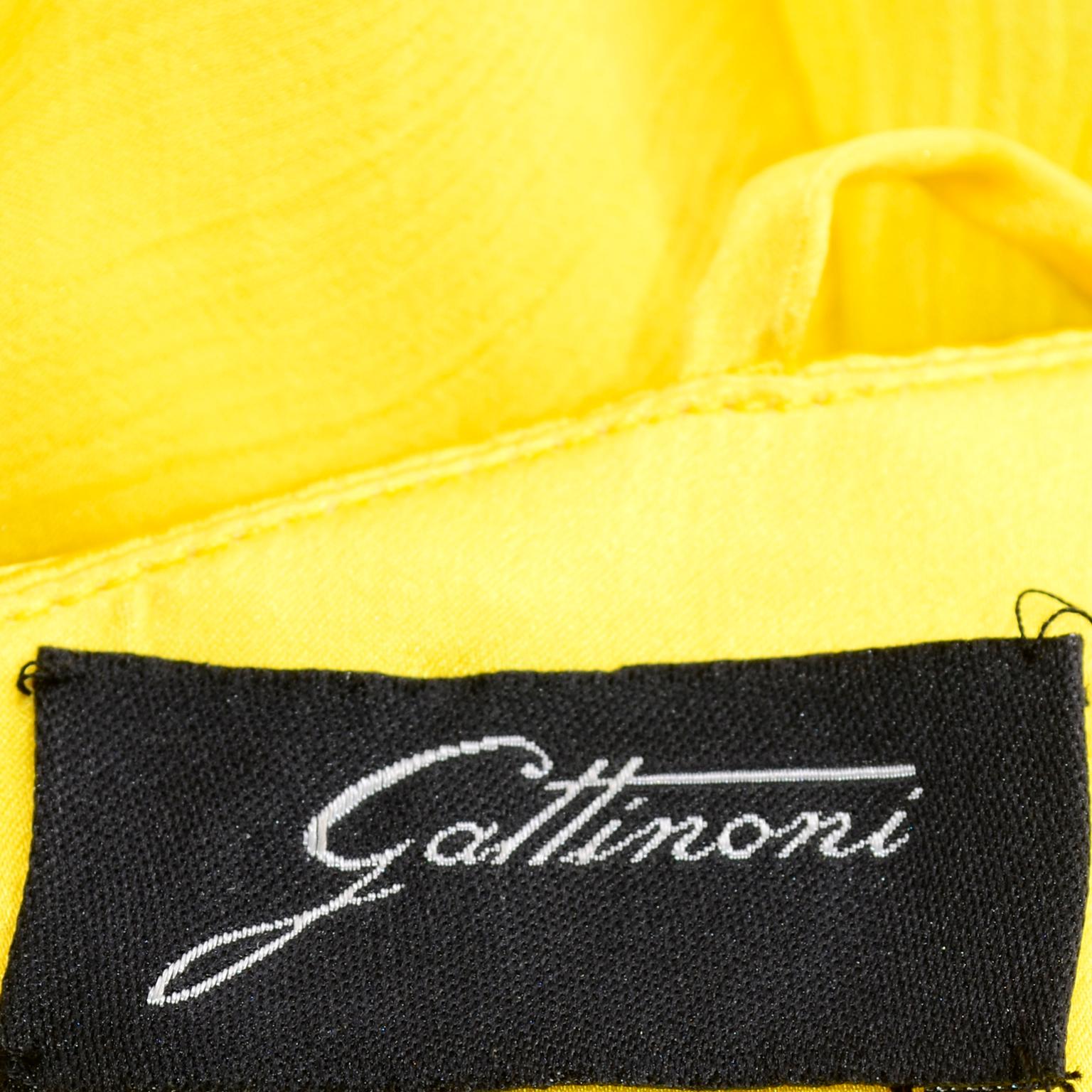 Gattinoni Yellow Silk Chiffon High Low Evening Dress w Cutout  For Sale 7