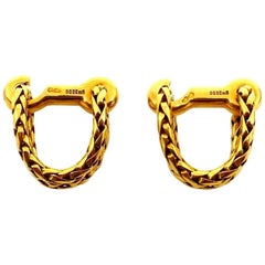 Gaucherand Braided Yellow Gold Cufflinks, circa 1940s