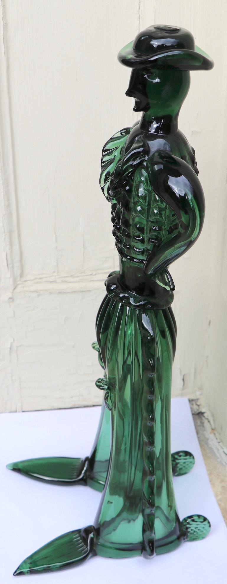 Mid-Century Modern Gaucho Cowboy Figure in Blown Glass Attributed to Barovier For Sale