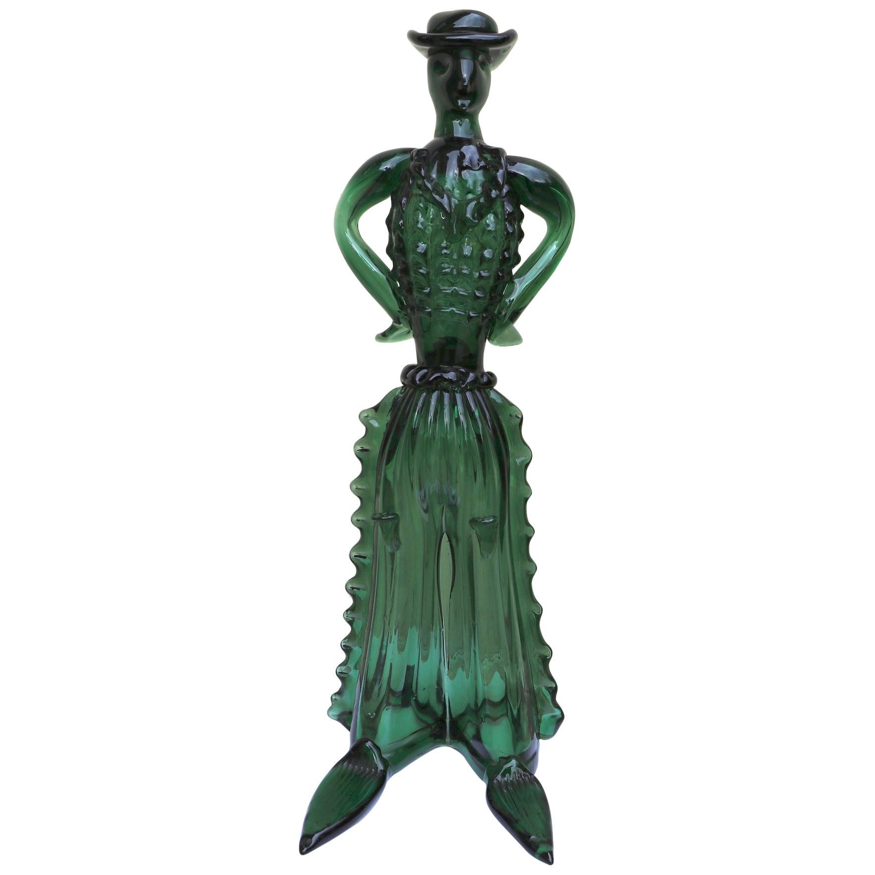 Gaucho Cowboy Figure in Blown Glass Attributed to Barovier For Sale