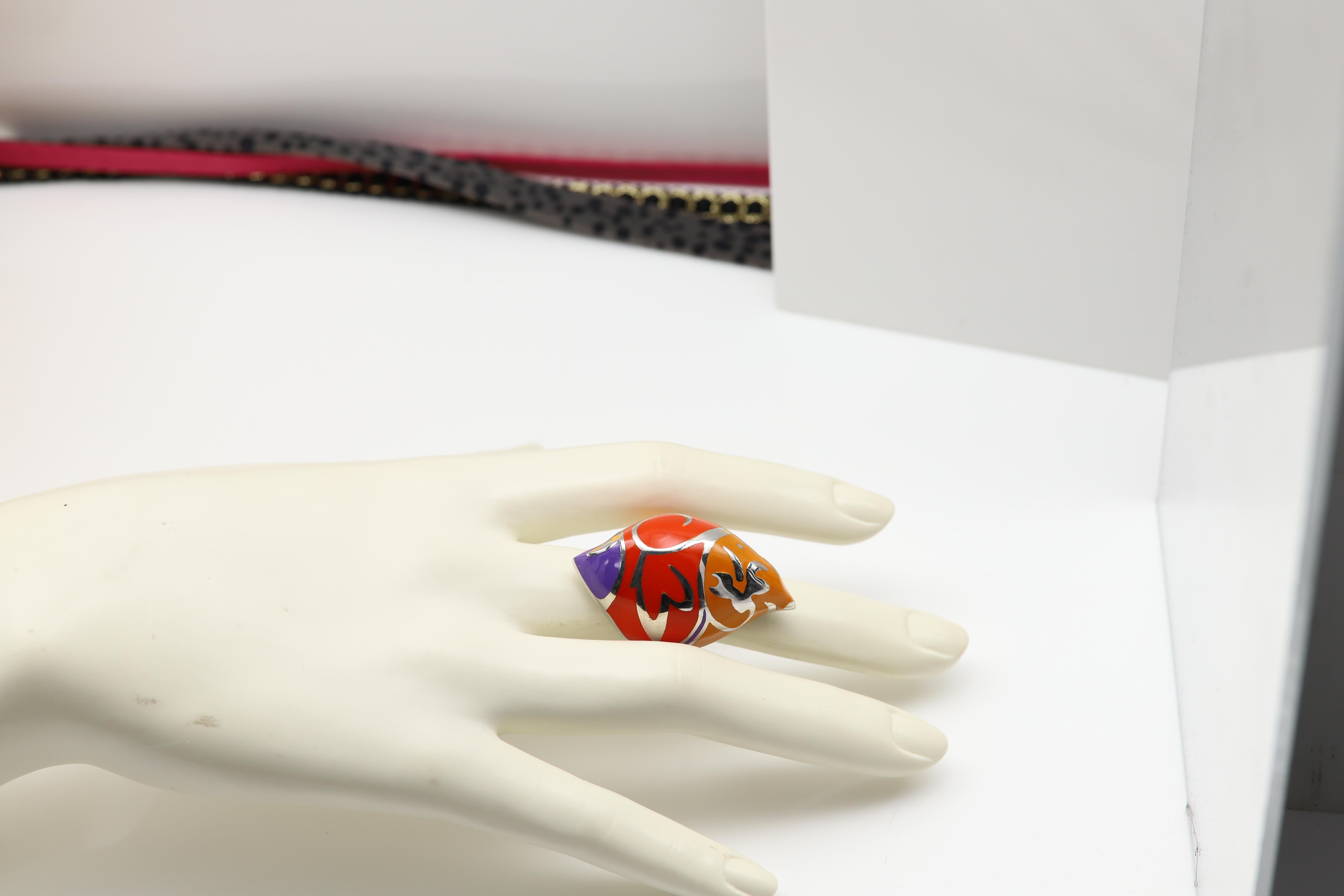 Anillo Artístico Plata de Ley famoso artista Gaudí Anillo Artístico Inspirado en Esmalte en venta 7