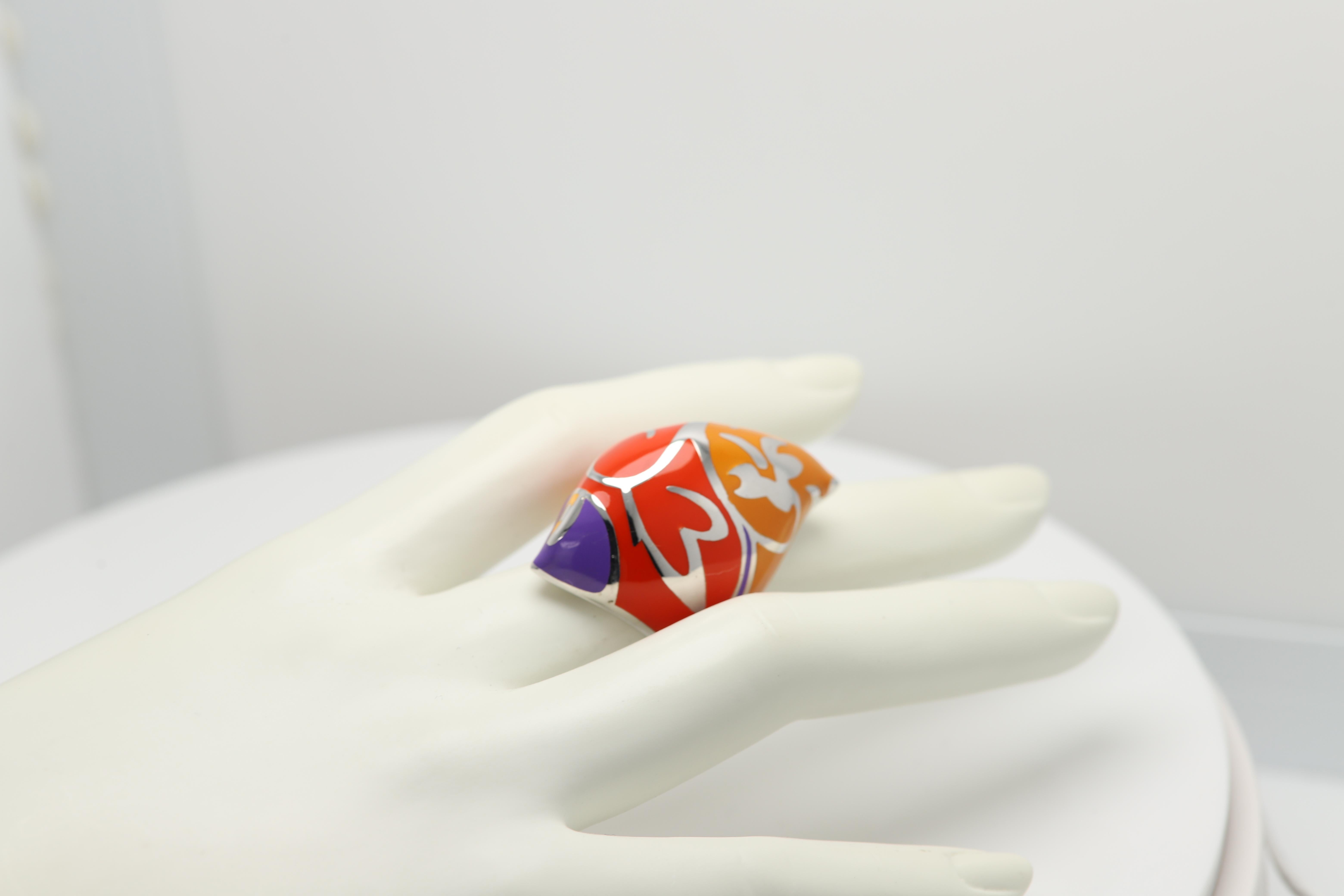 Anillo Artístico Plata de Ley famoso artista Gaudí Anillo Artístico Inspirado en Esmalte en venta 5