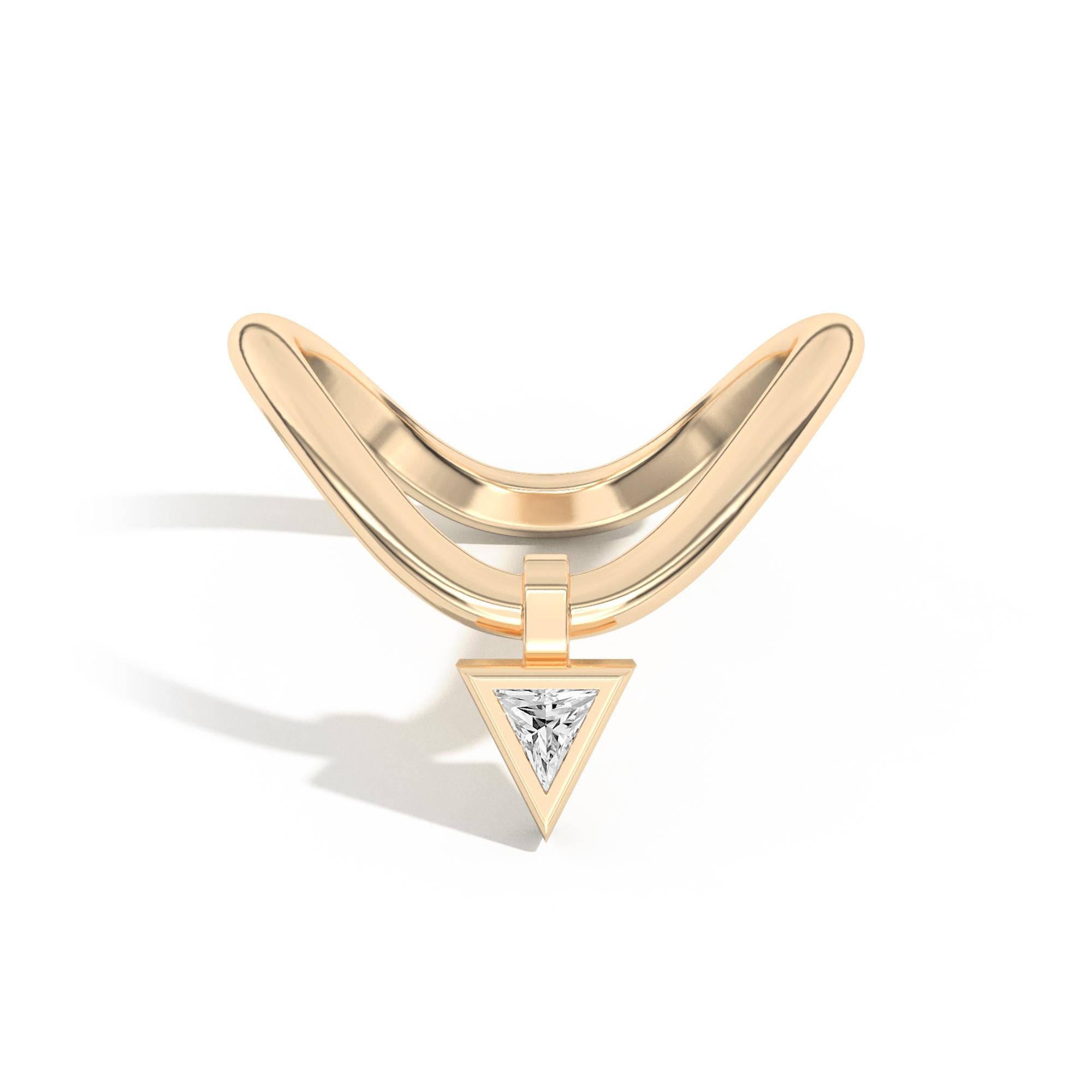 Gaudí Curve Ring with Golden Triangle For Sale