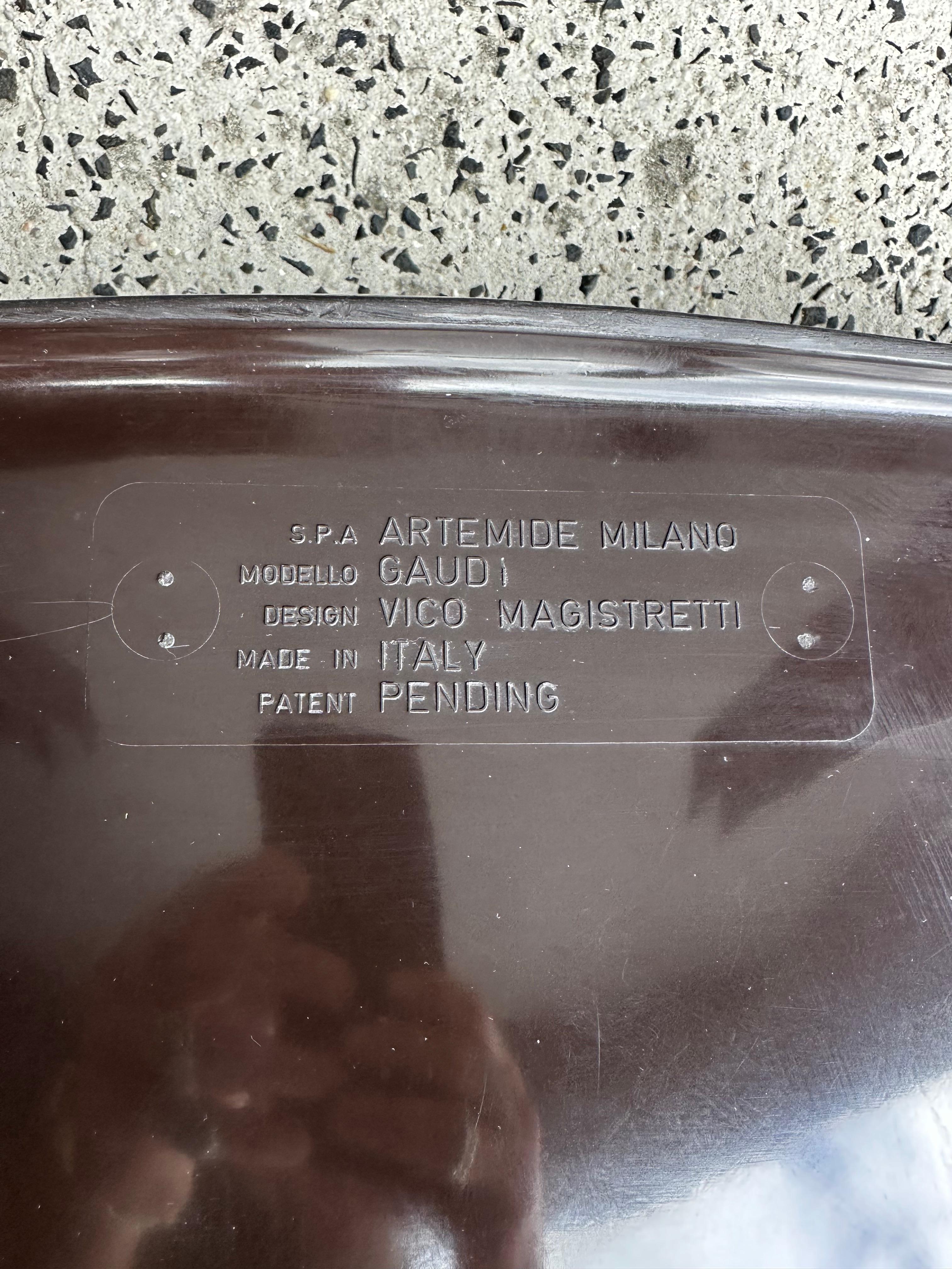 Gaudi Brown Armchair by Vico Magistretti for Artemide 1970s For Sale 5