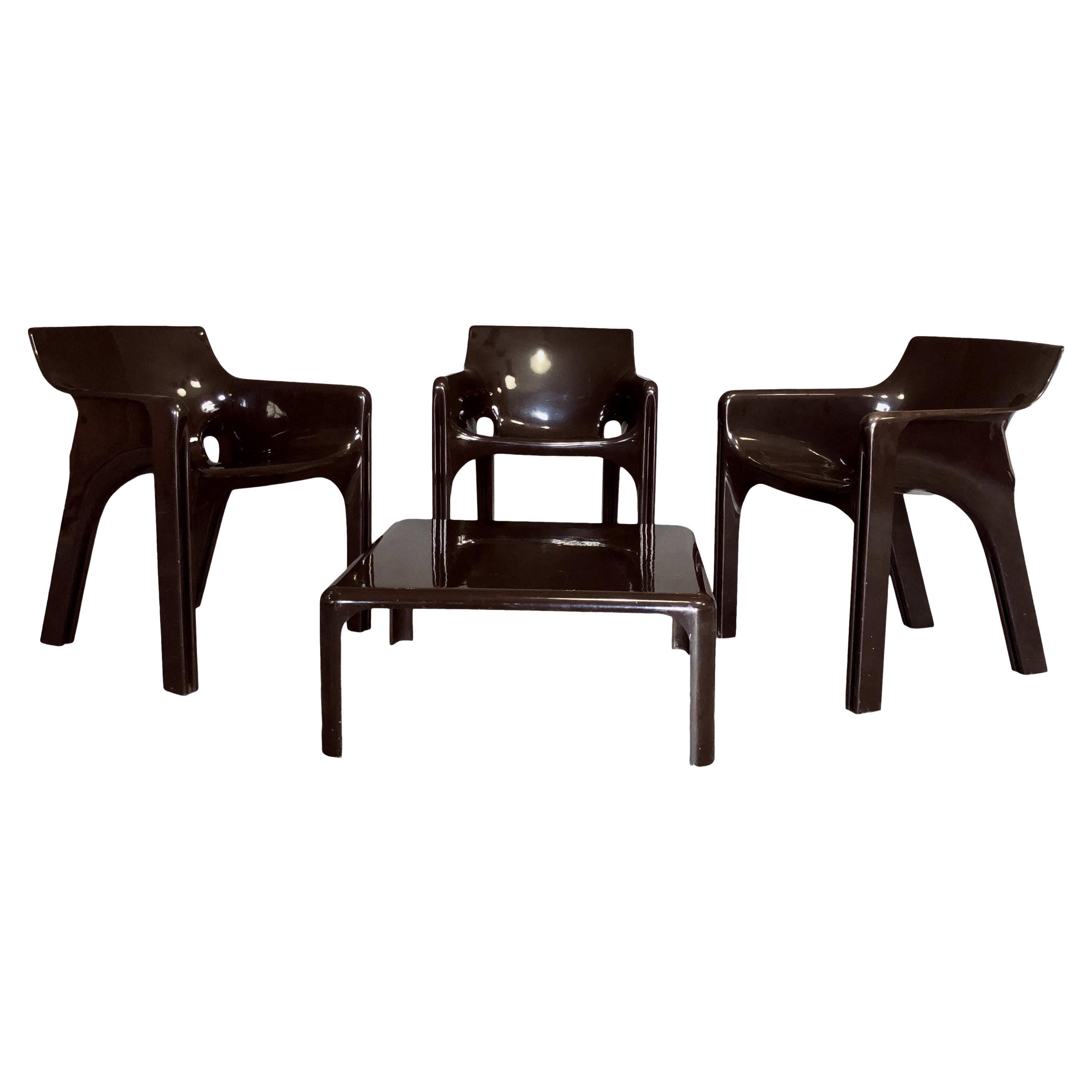 Gaudì Space Age Brown Living Room Set by Vico Magistretti for Artemide, 1974