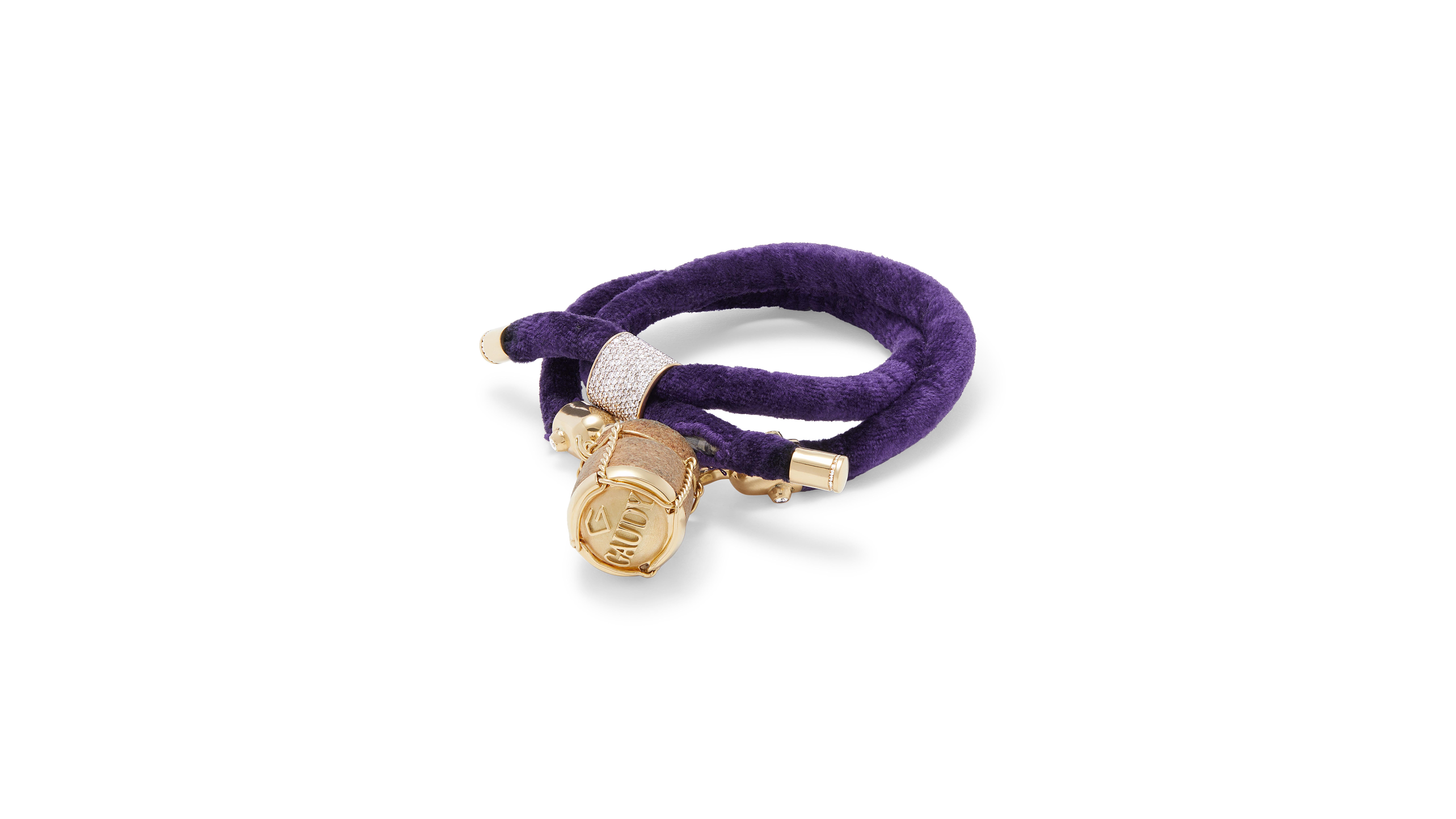 Gaudy Atelier Bracelet « The Life » en velours de soie et diamants de 18 carats Neuf - En vente à Los Angeles, CA