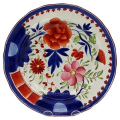 Gaudy Dutch Pearlware "Double Rose" Pattern Plate, c. 1815, England