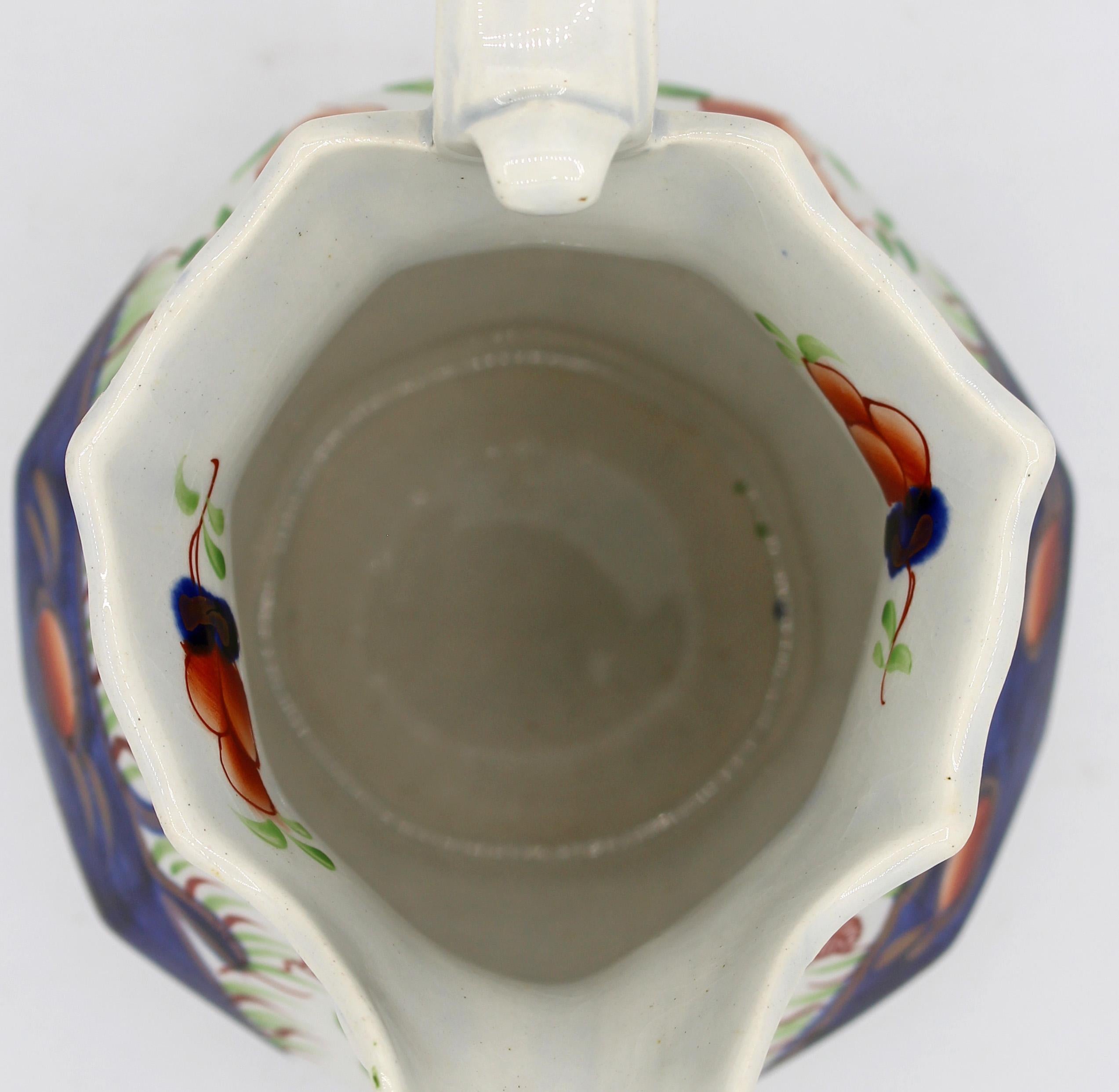 Gaudy Welsh 7-sided jug, c. 1850, 