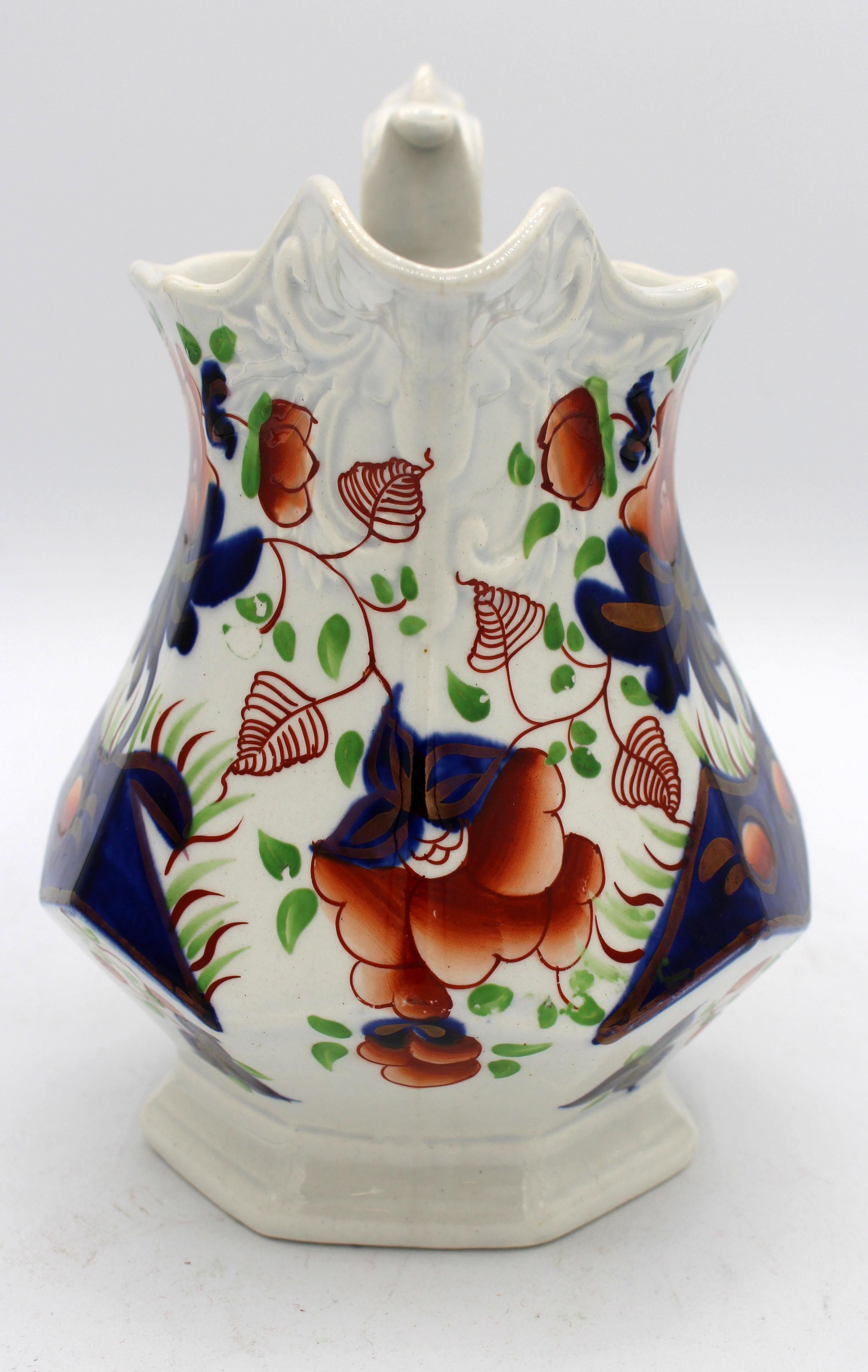 English Gaudy Welsh 7-Sided Jug, C. 1850, 