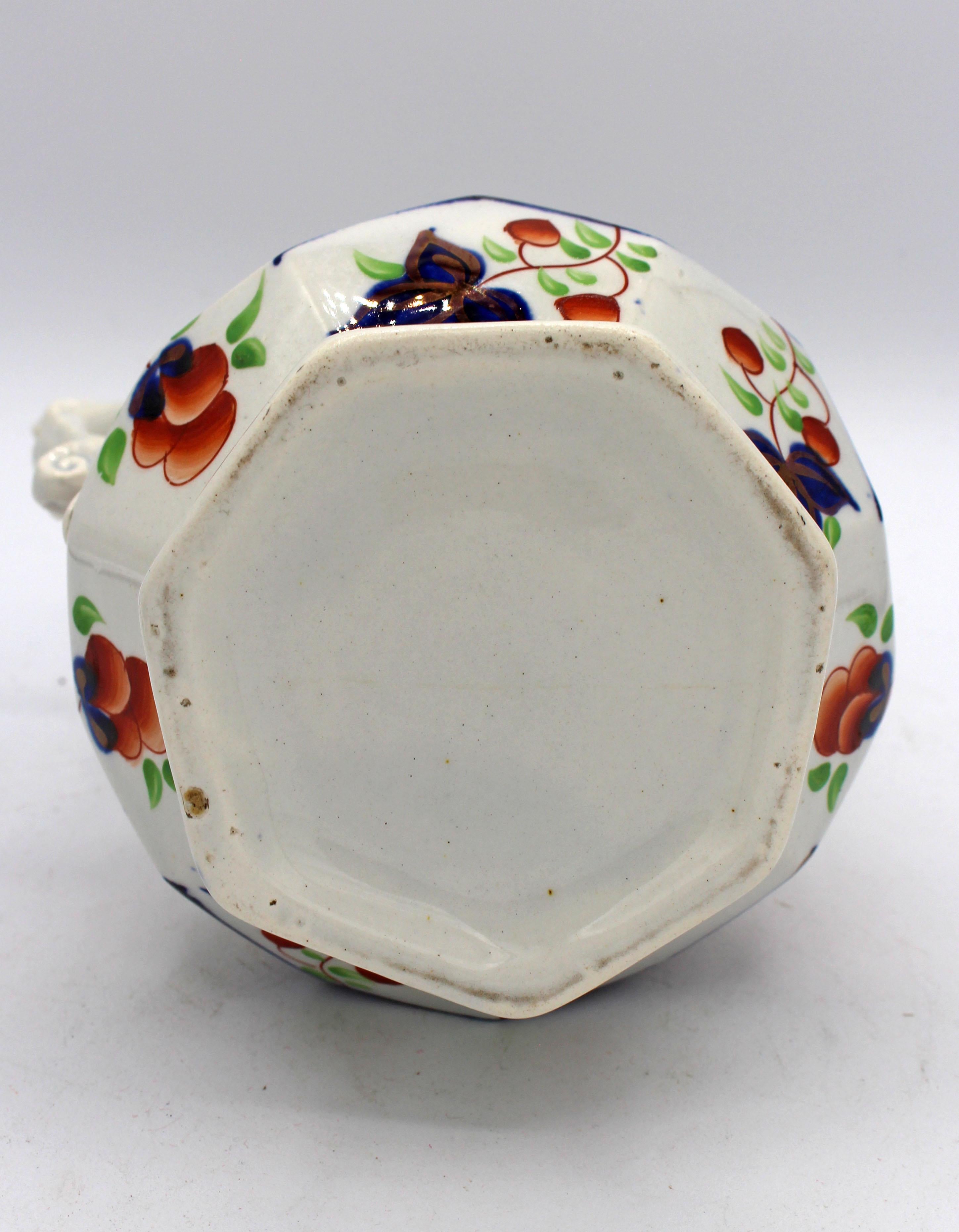 19th Century Gaudy Welsh 7-Sided Jug, C. 1850, 