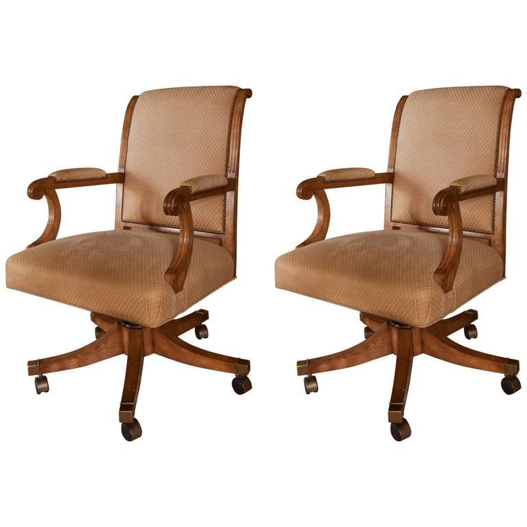 American Gaufrage Suede Swivel Desk Chairs