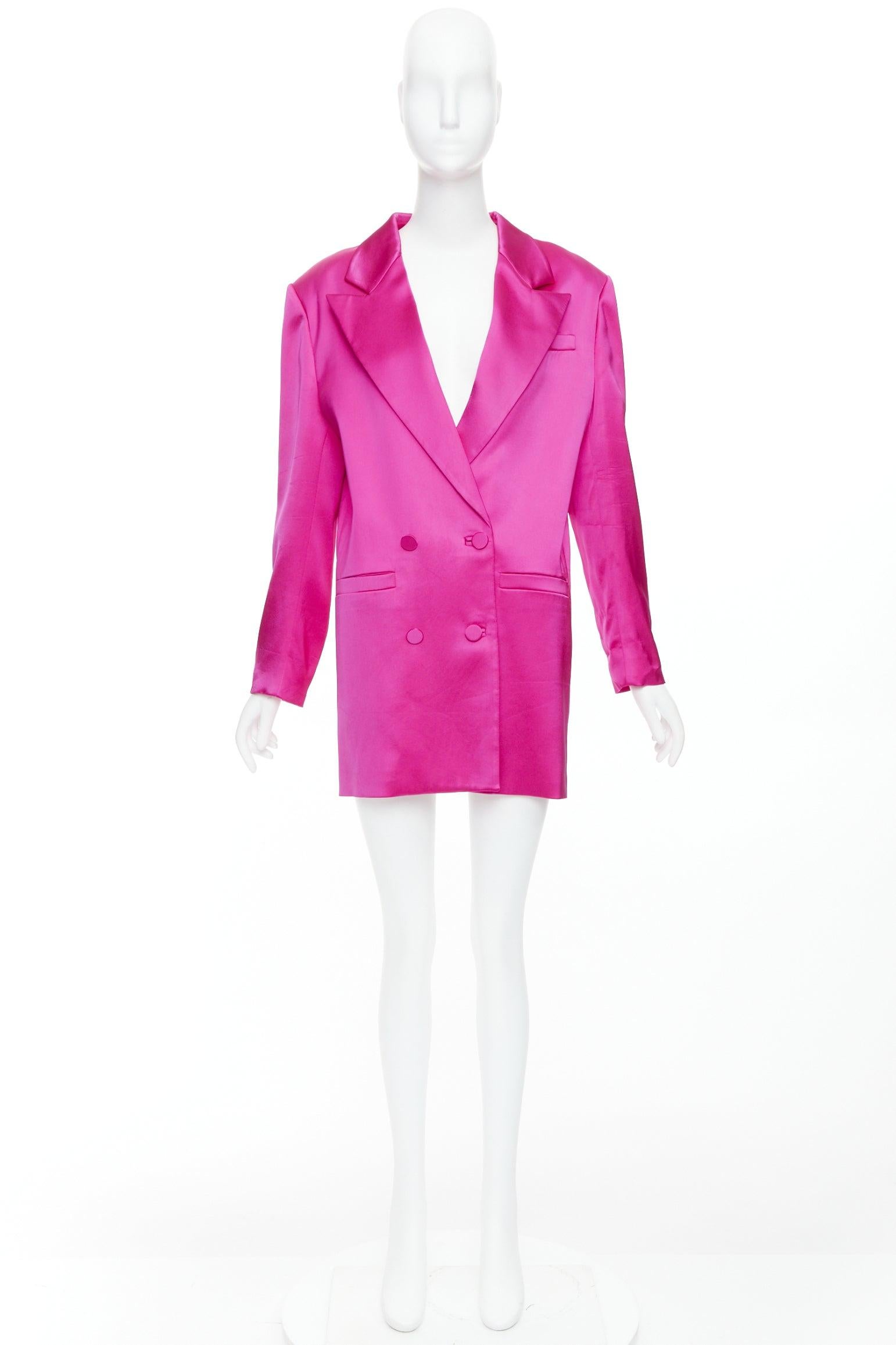 GAUGE81 M-One blazer long à double boutonnage en viscose mélangée rose fuschia M en vente 5