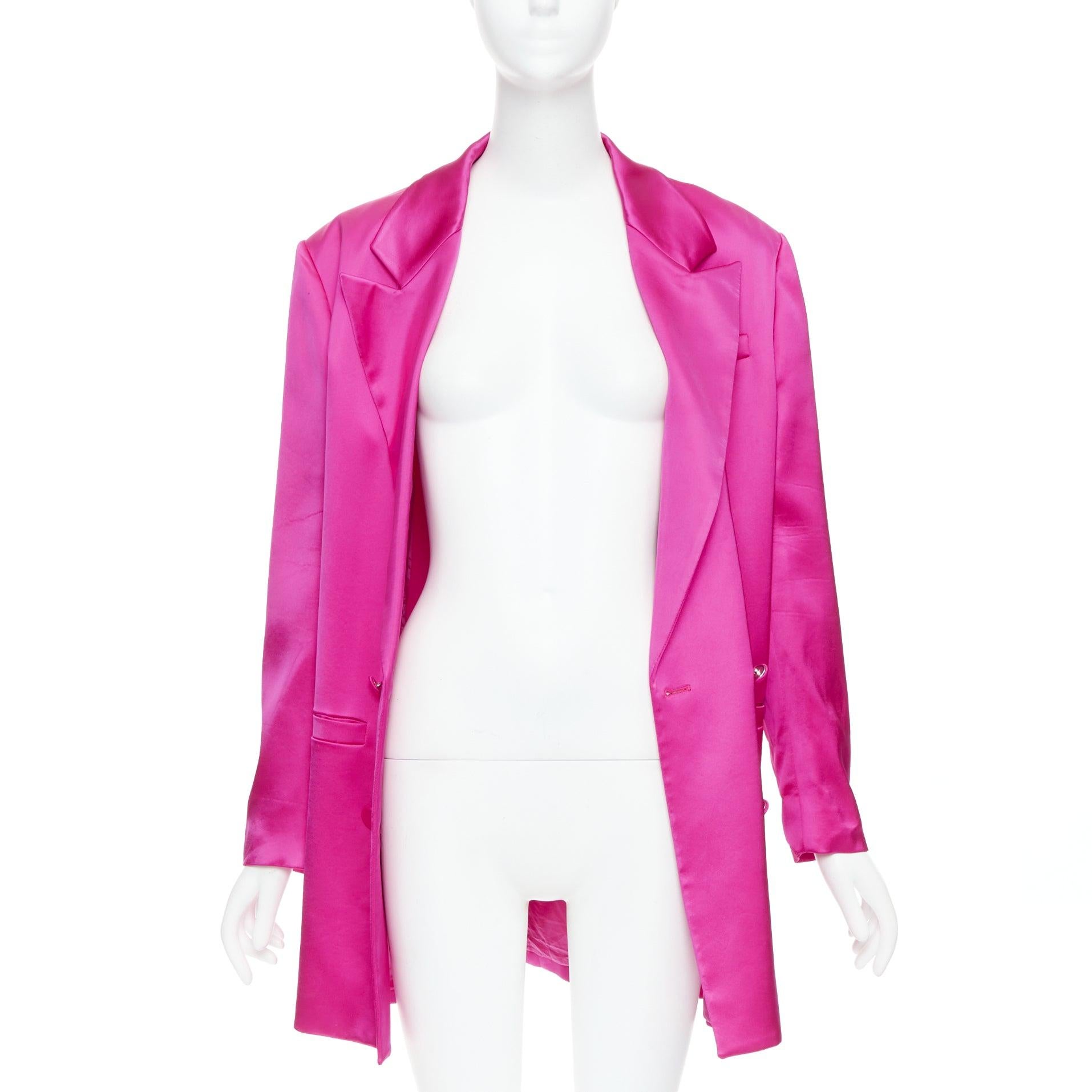 Rose GAUGE81 M-One blazer long à double boutonnage en viscose mélangée rose fuschia M en vente