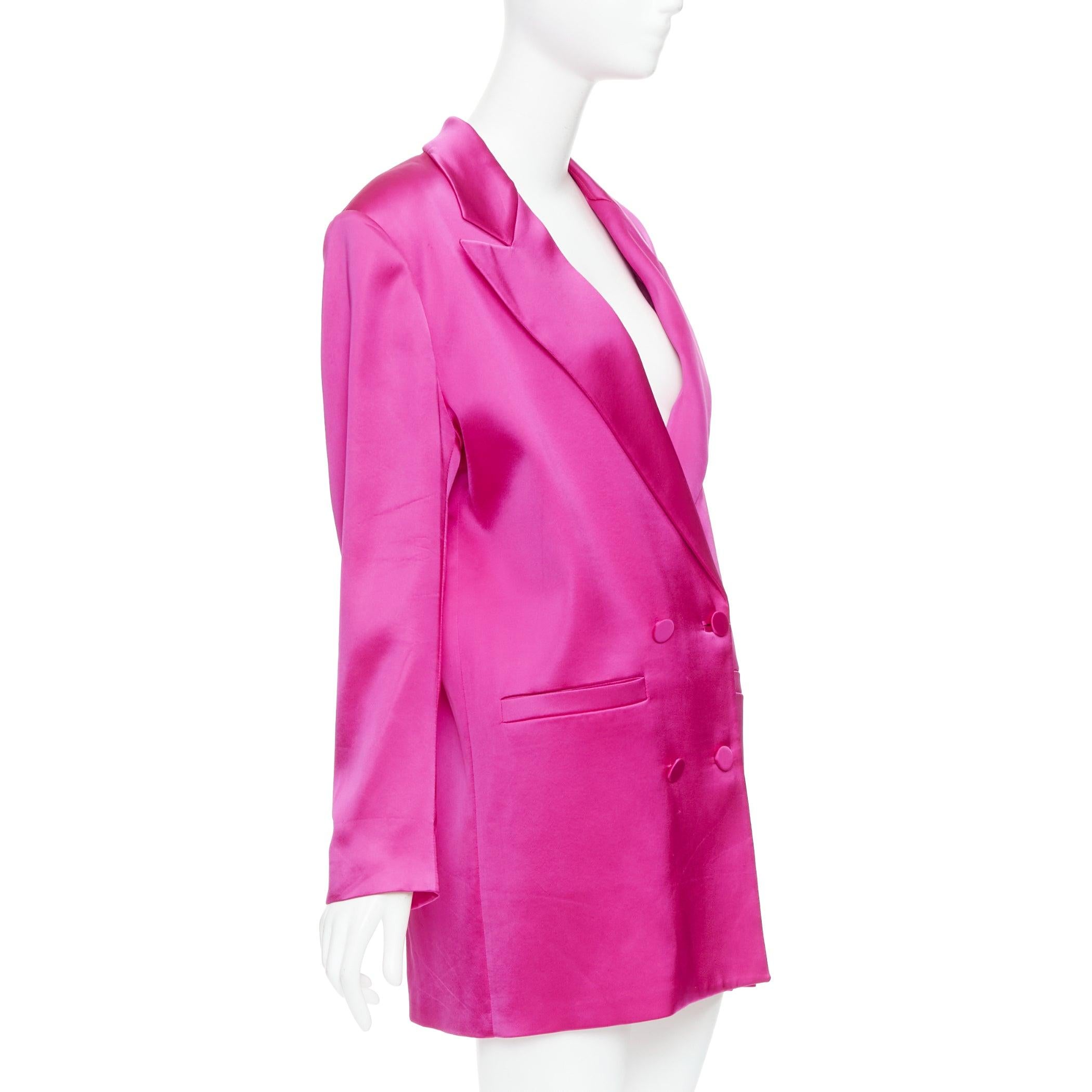 GAUGE81 M-One blazer long à double boutonnage en viscose mélangée rose fuschia M Bon état - En vente à Hong Kong, NT