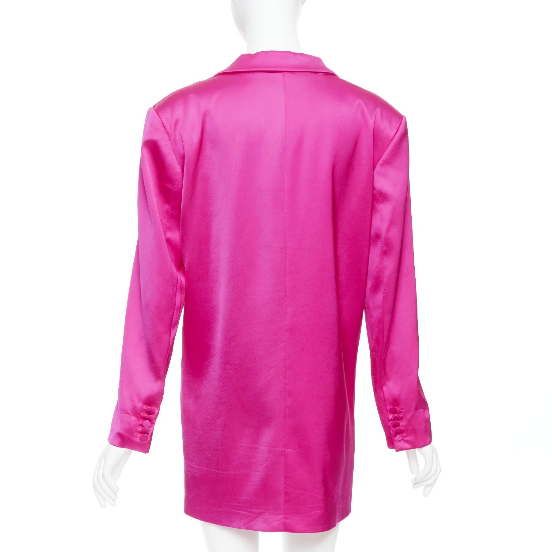 GAUGE81 M-One blazer long à double boutonnage en viscose mélangée rose fuschia M en vente 1