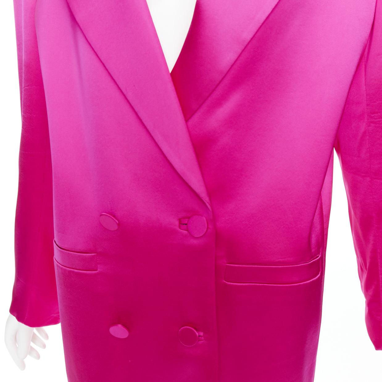 GAUGE81 M-One blazer long à double boutonnage en viscose mélangée rose fuschia M en vente 3