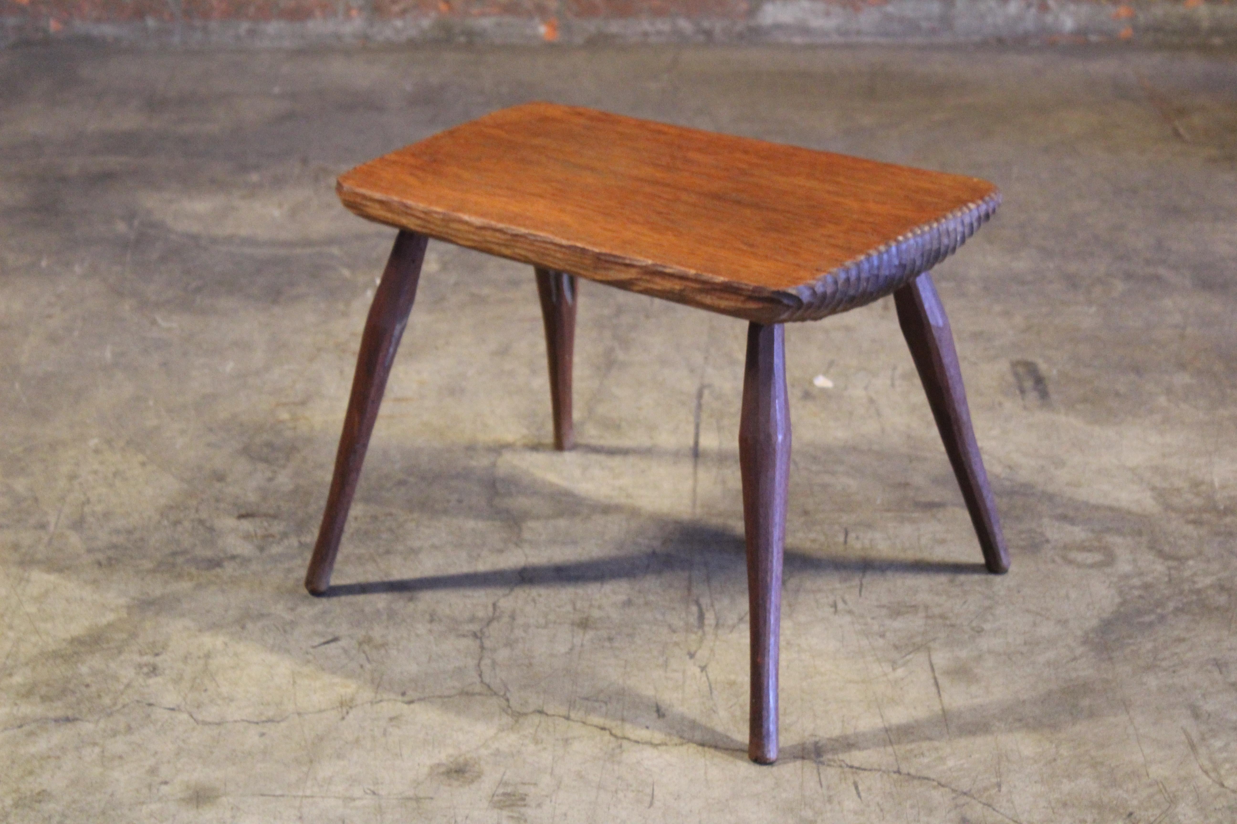 Gauged Oak Side Table Attributed to Jean Touret for Marolles, France, 1960s For Sale 6