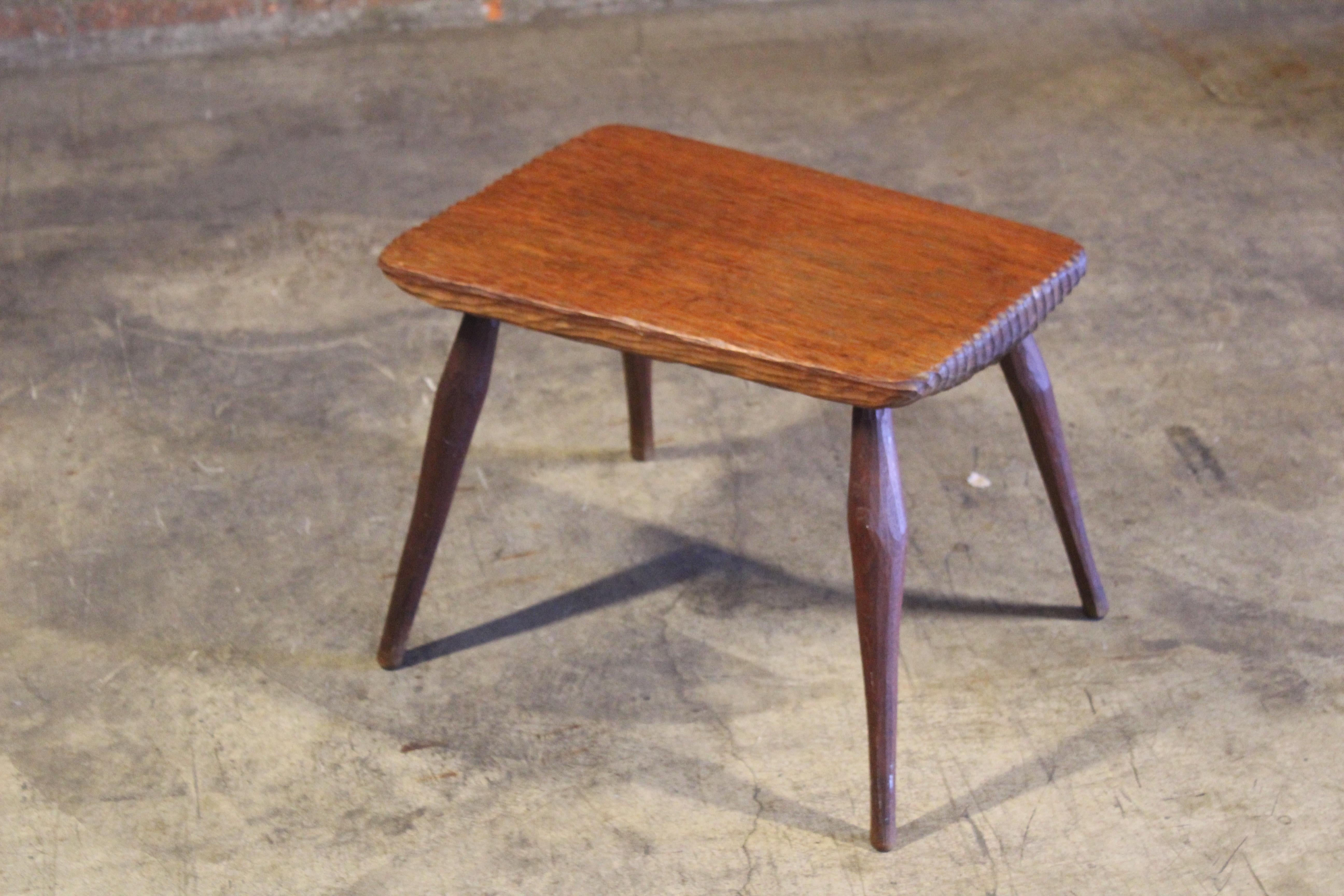 Gauged Oak Side Table Attributed to Jean Touret for Marolles, France, 1960s For Sale 7