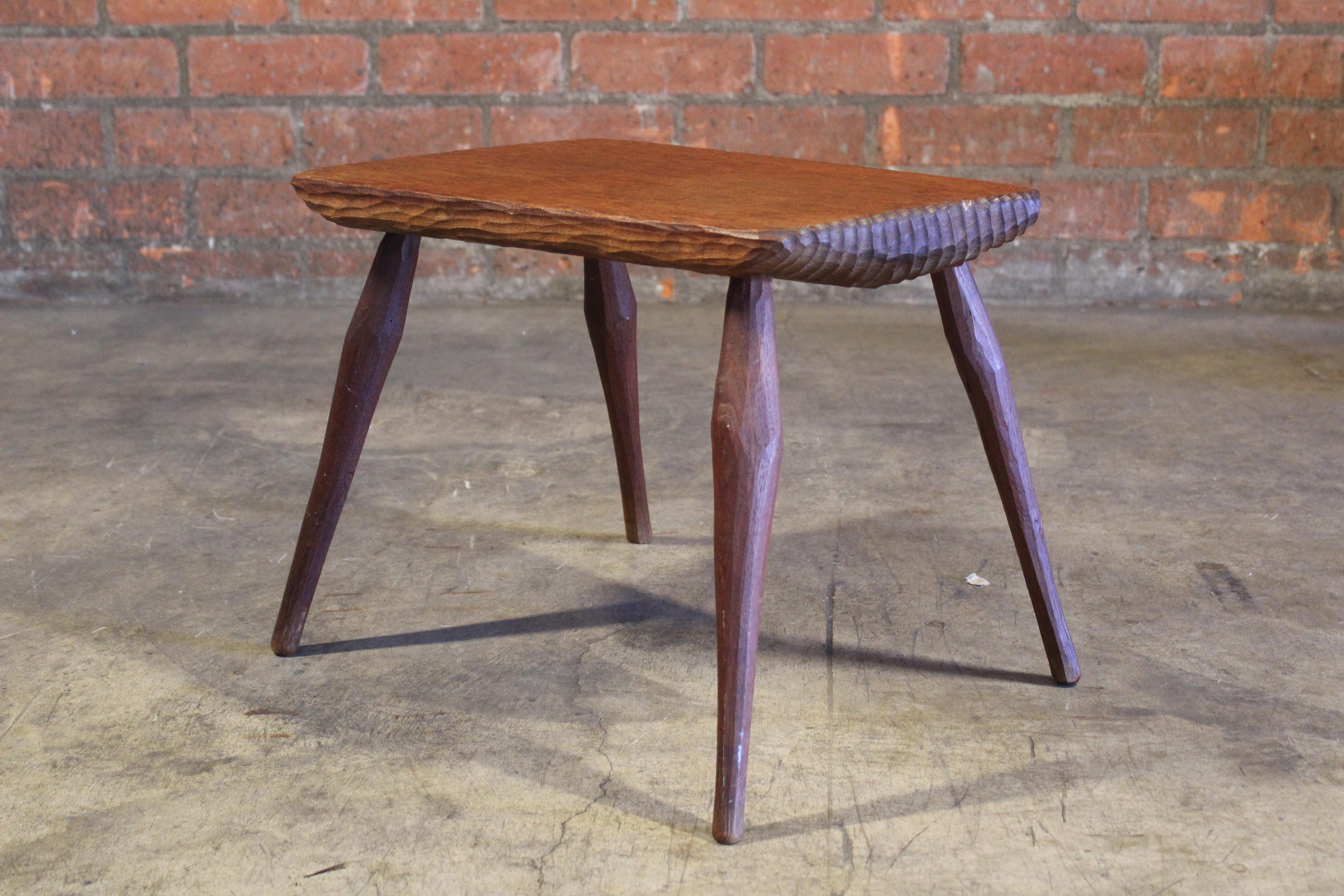 Gauged Oak Side Table Attributed to Jean Touret for Marolles, France, 1960s For Sale 1