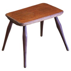 Vintage Gauged Oak Side Table Attributed to Jean Touret for Marolles, France, 1960s