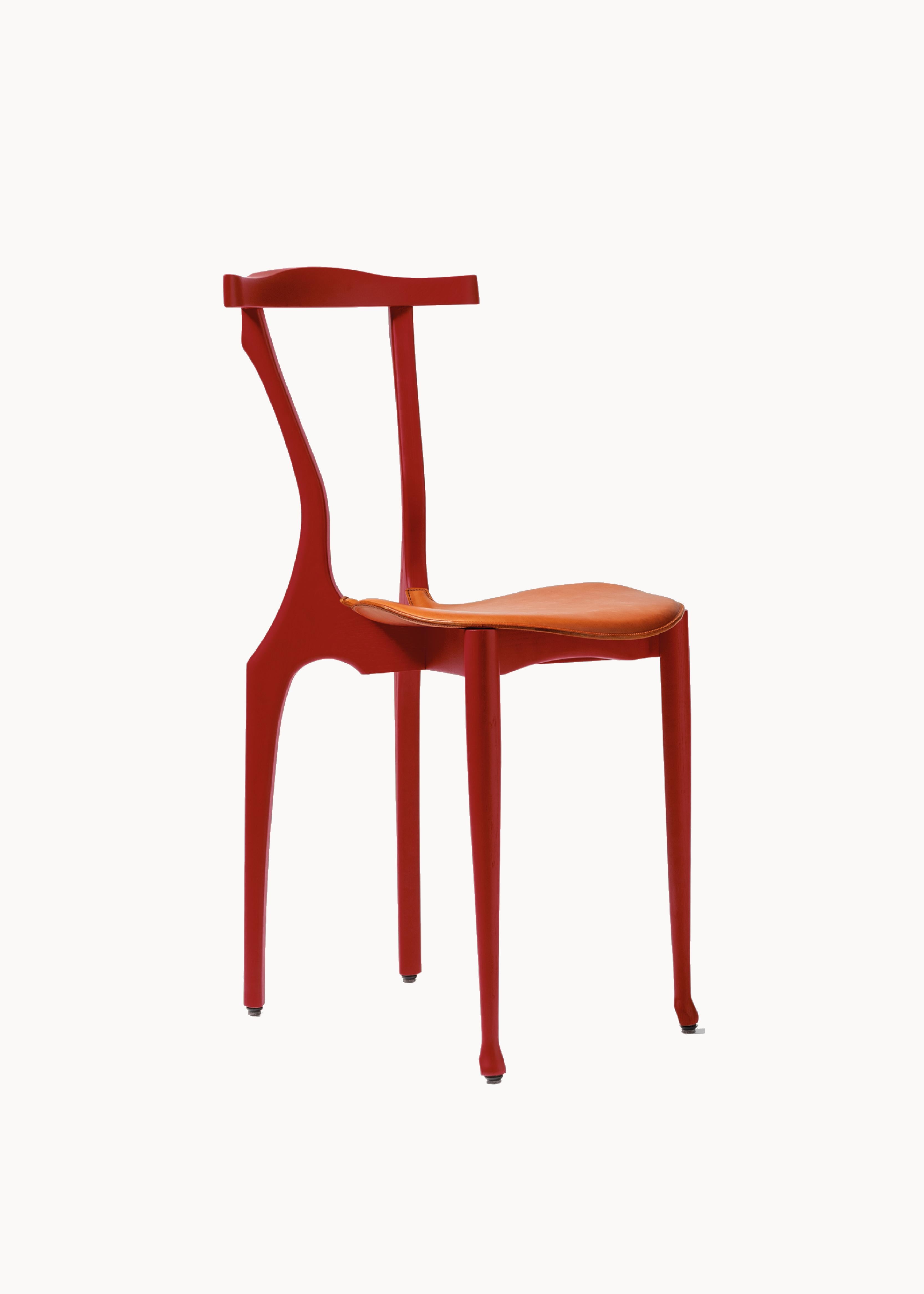 Gaulinetta dining chair by Oscar Tusquets red Lacquered Ash wood, contemporary  For Sale 4