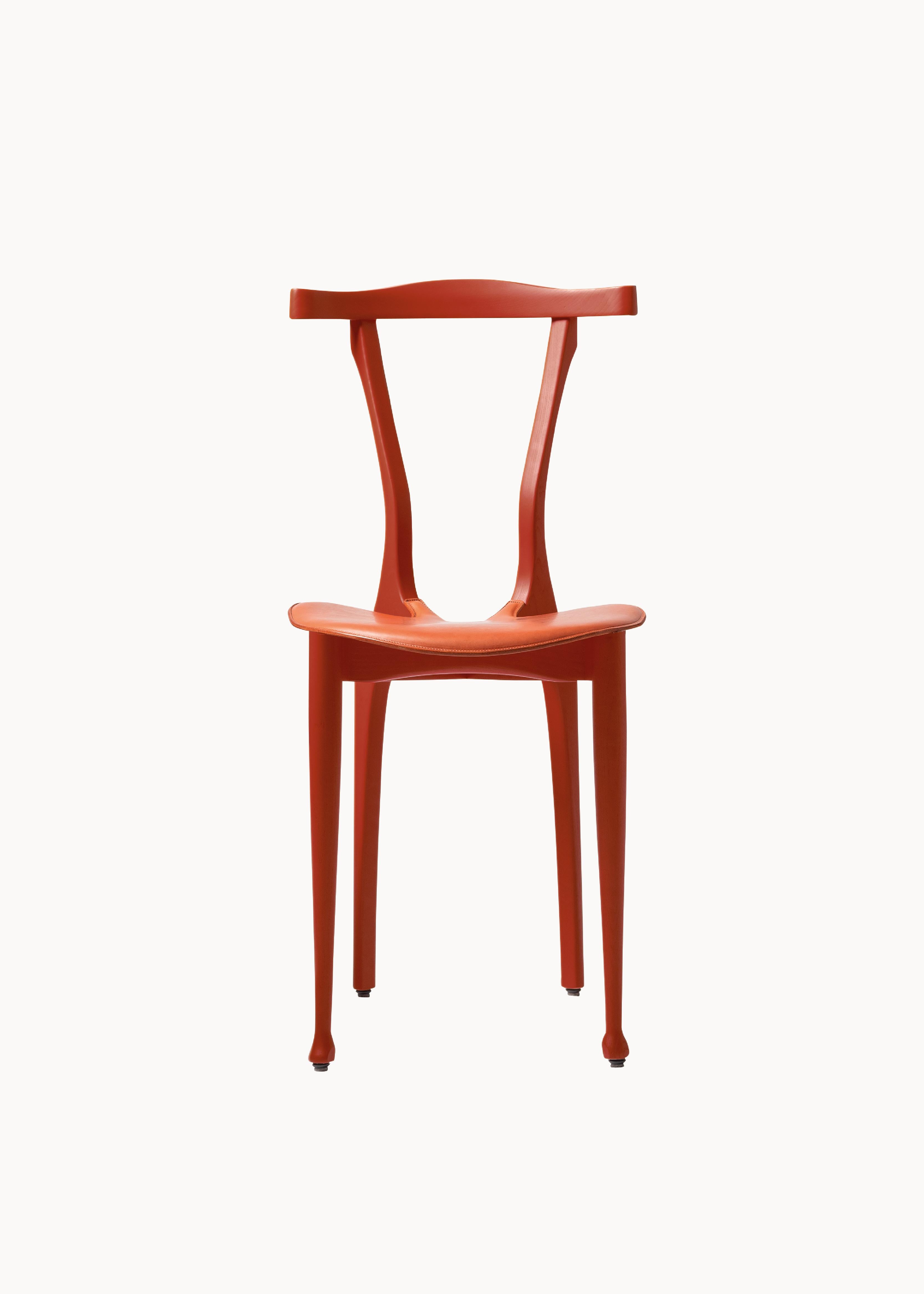 Gaulinetta dining chair by Oscar Tusquets red Lacquered Ash wood, contemporary  For Sale 5
