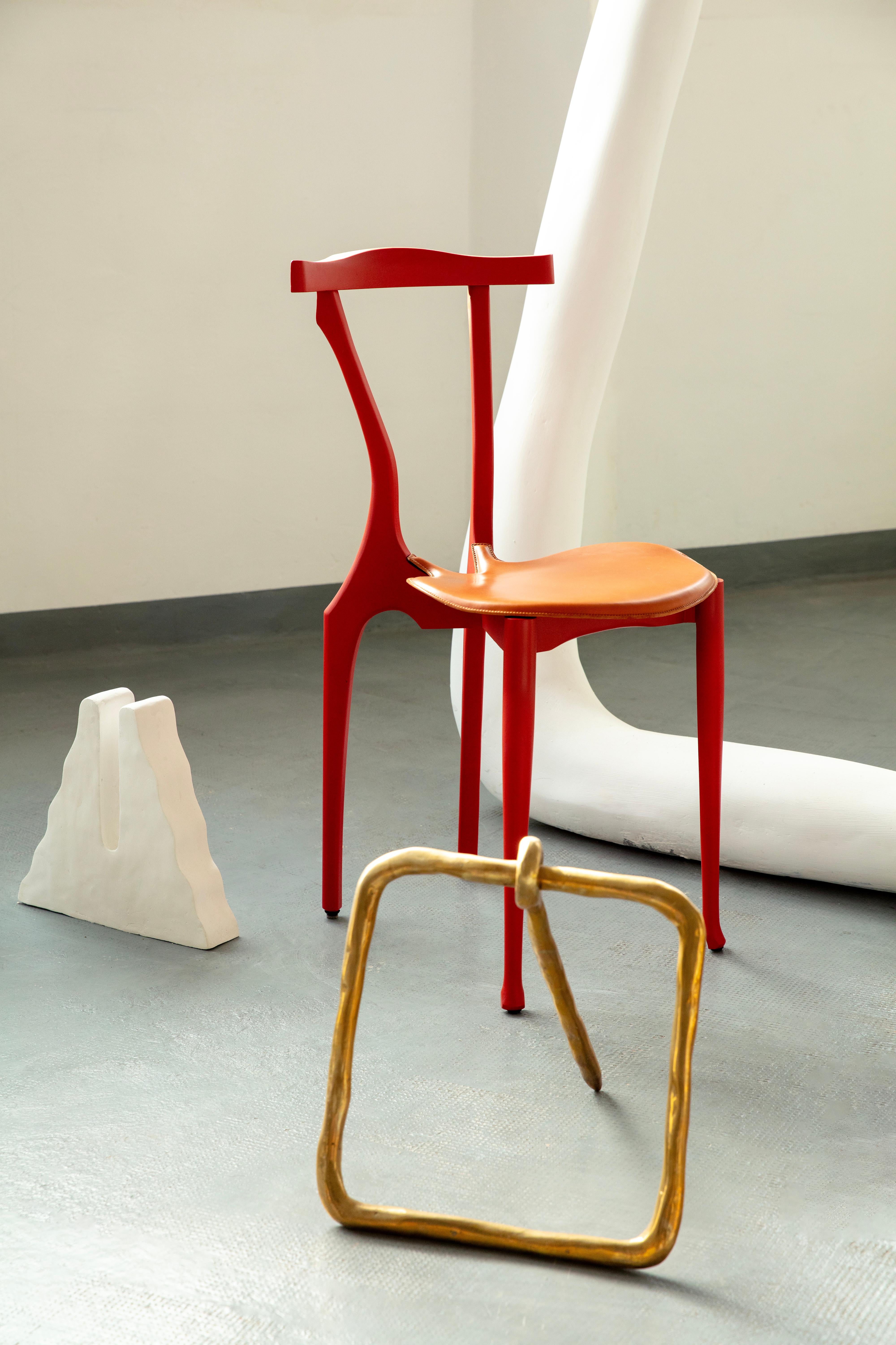 Gaulinetta dining chair by Oscar Tusquets red Lacquered Ash wood, contemporary  For Sale 6