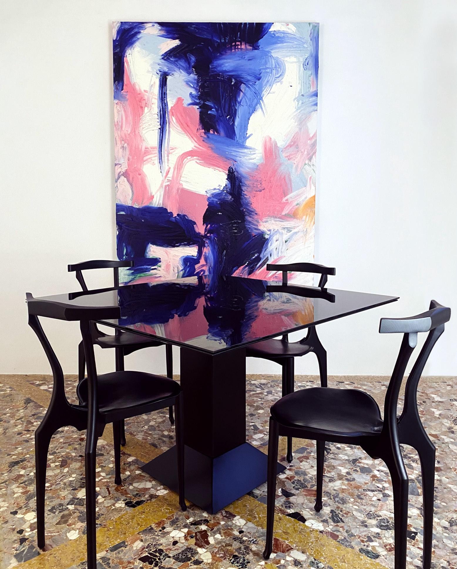 Gaulinetta dining chair by Oscar Tusquets red Lacquered Ash wood, contemporary For Sale 10