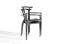 Gaulino Easy Chair occasional chair black stained ash black hide, contemporary