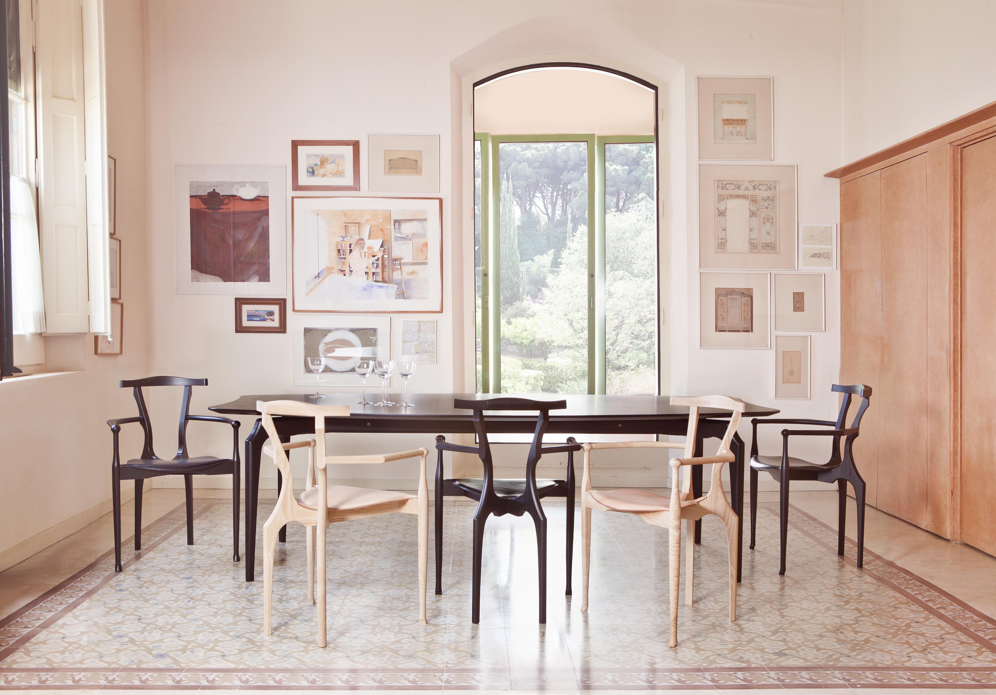 Modern Gaulino Dining Table, by Oscar Tusquets, Black Stained Ash Wood, Contemporary For Sale
