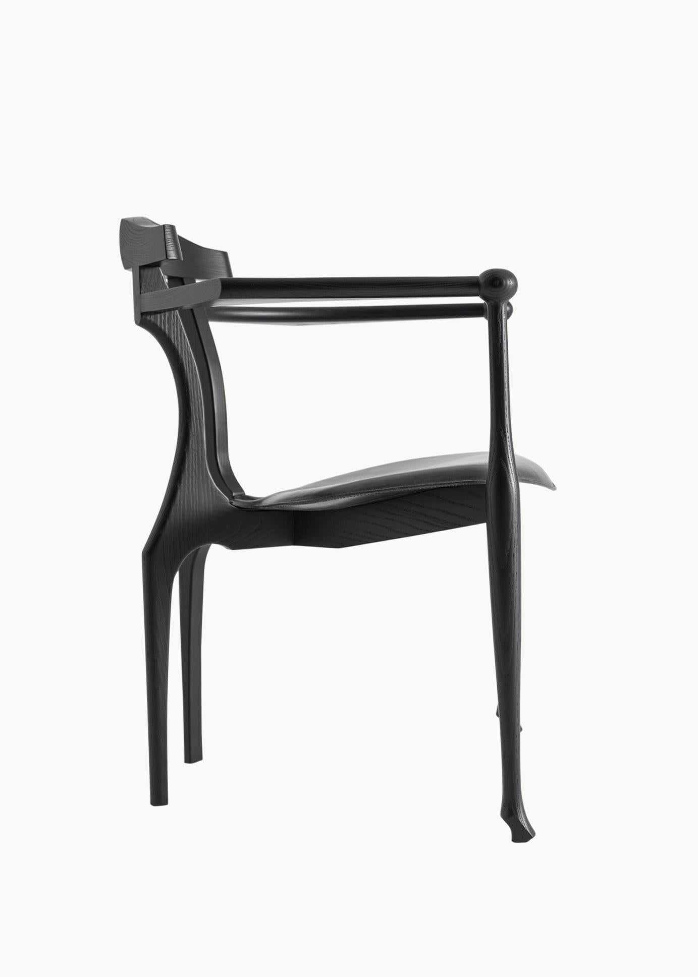 Gaulino Easy Chair by Oscar Tysquets black lacquered ashwood, contemporary For Sale 4