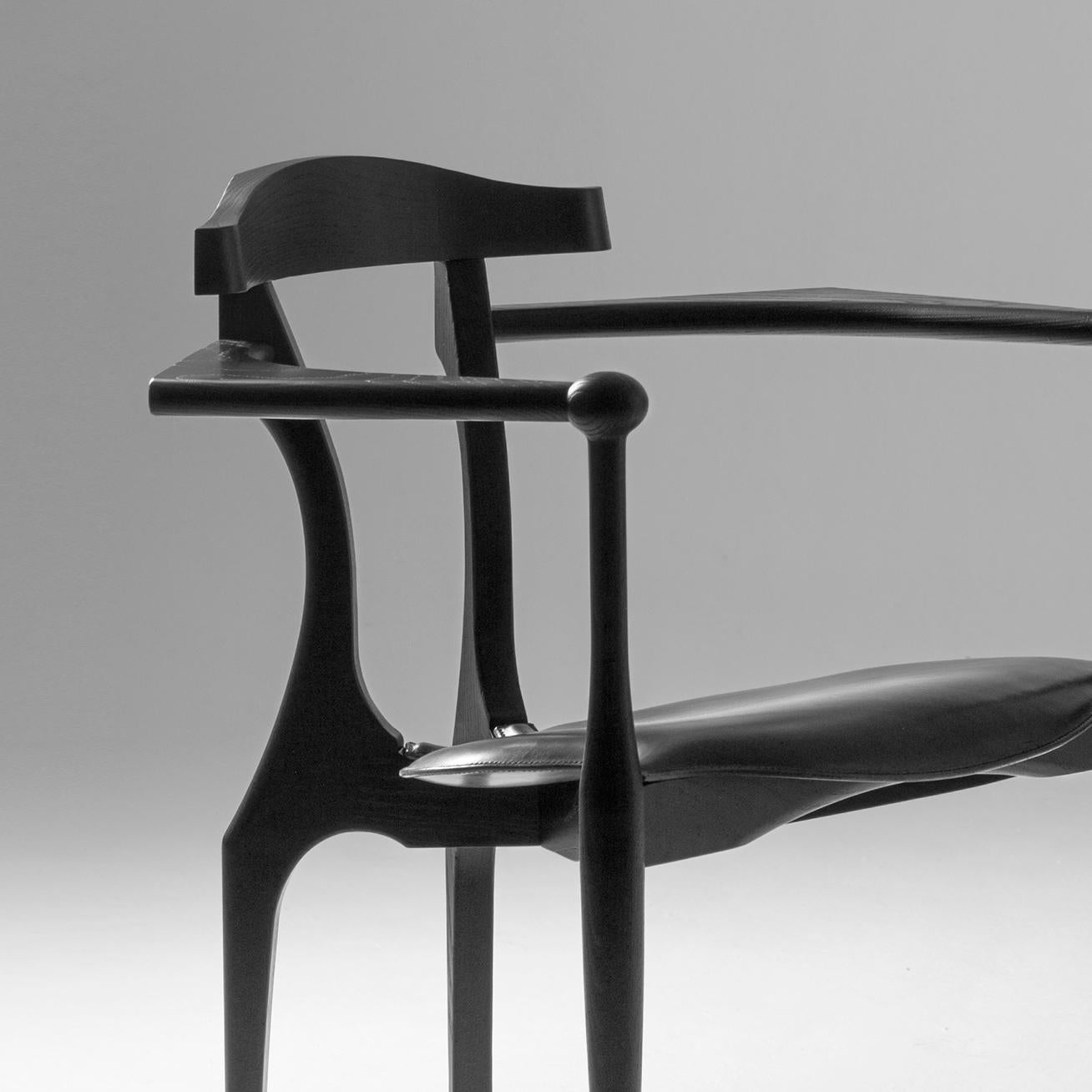 Leather Oscar Tusquets, Mid Century Modern, Black Ash Gaulino Spanish Easy Chairs