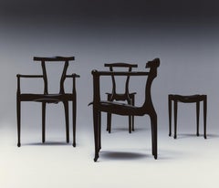 Gaulino stool by Oscar Tusquets, stained black ash wood, contemporary design