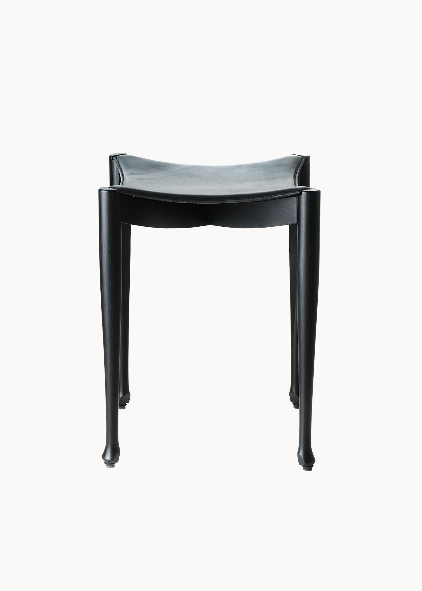 Spanish Gaulino stool by Oscar Tusquets, stained black ash wood, contemporary design For Sale