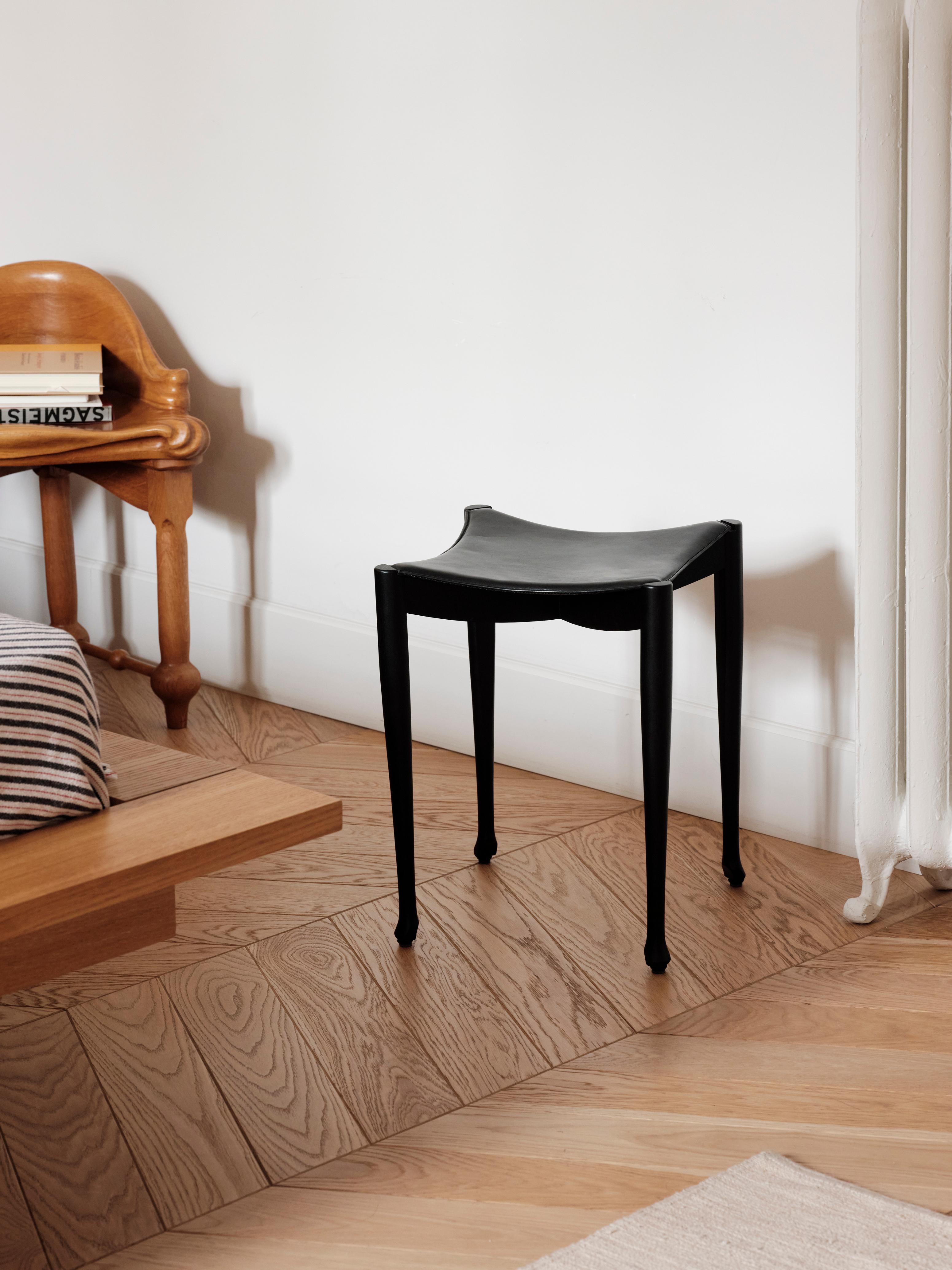 Gaulino stool by Oscar Tusquets, stained black ash wood, contemporary design For Sale 1