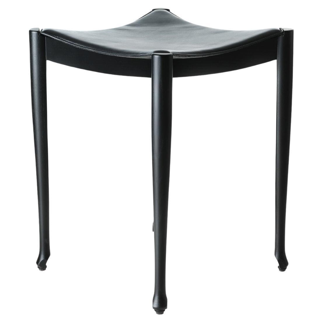 Gaulino stool by Oscar Tusquets, stained black ash wood, contemporary design For Sale
